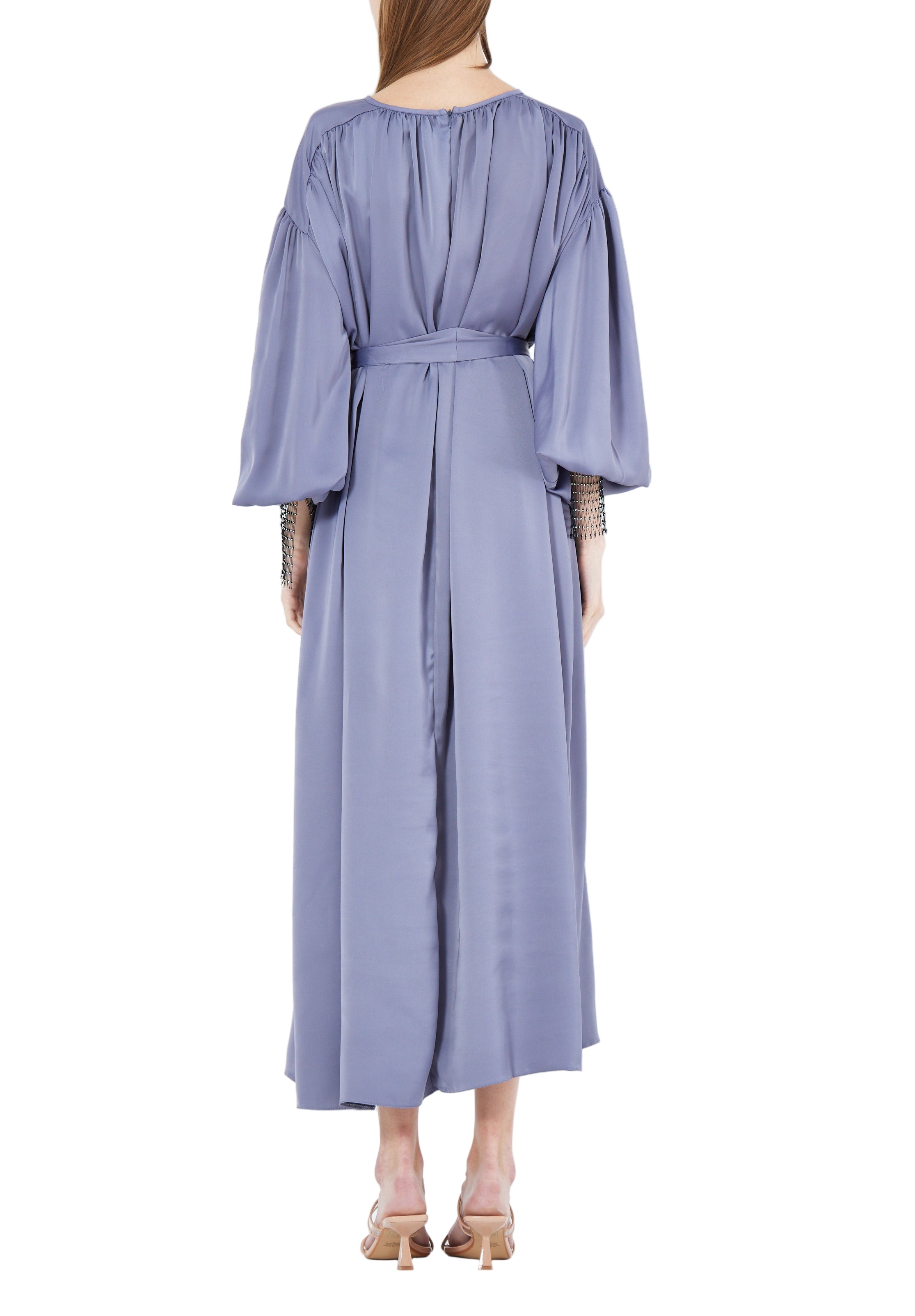 Beautiful Loose fitted Silk Jalabiya With Round Neckline With Bishop Sleeves