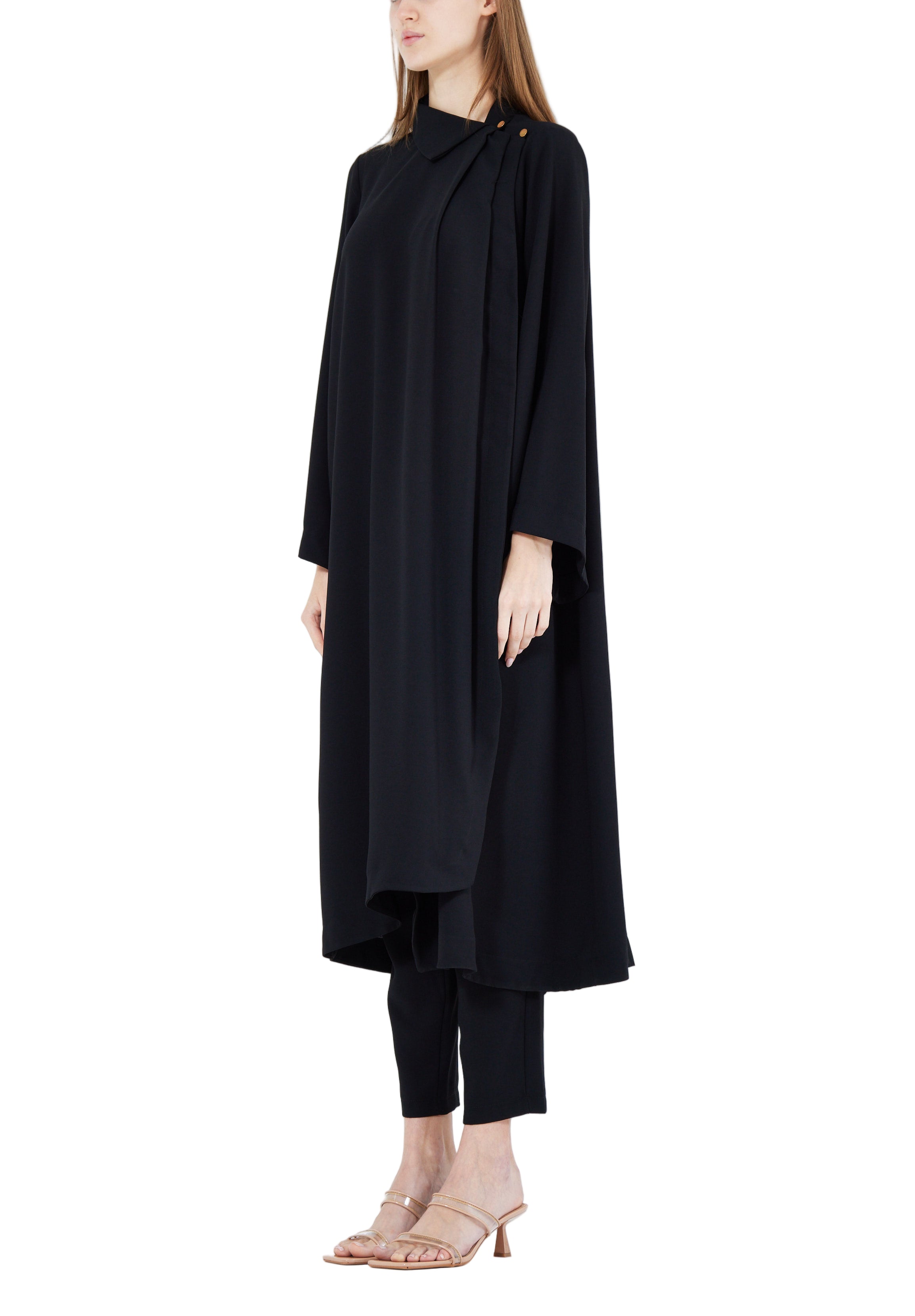 Stylish Chiffon Maxi Dress With Fitted Pants