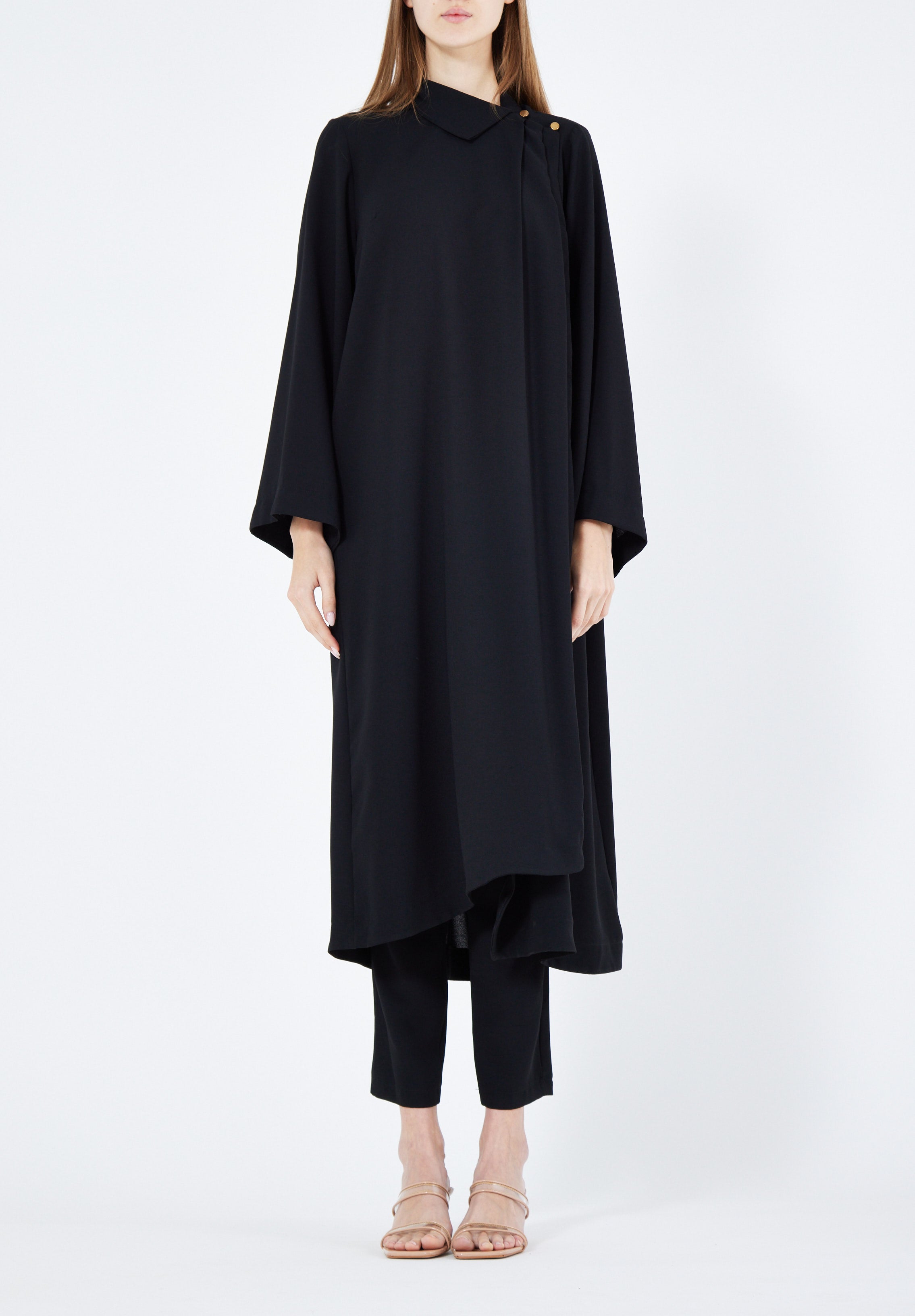 Stylish Chiffon Maxi Dress With Fitted Pants