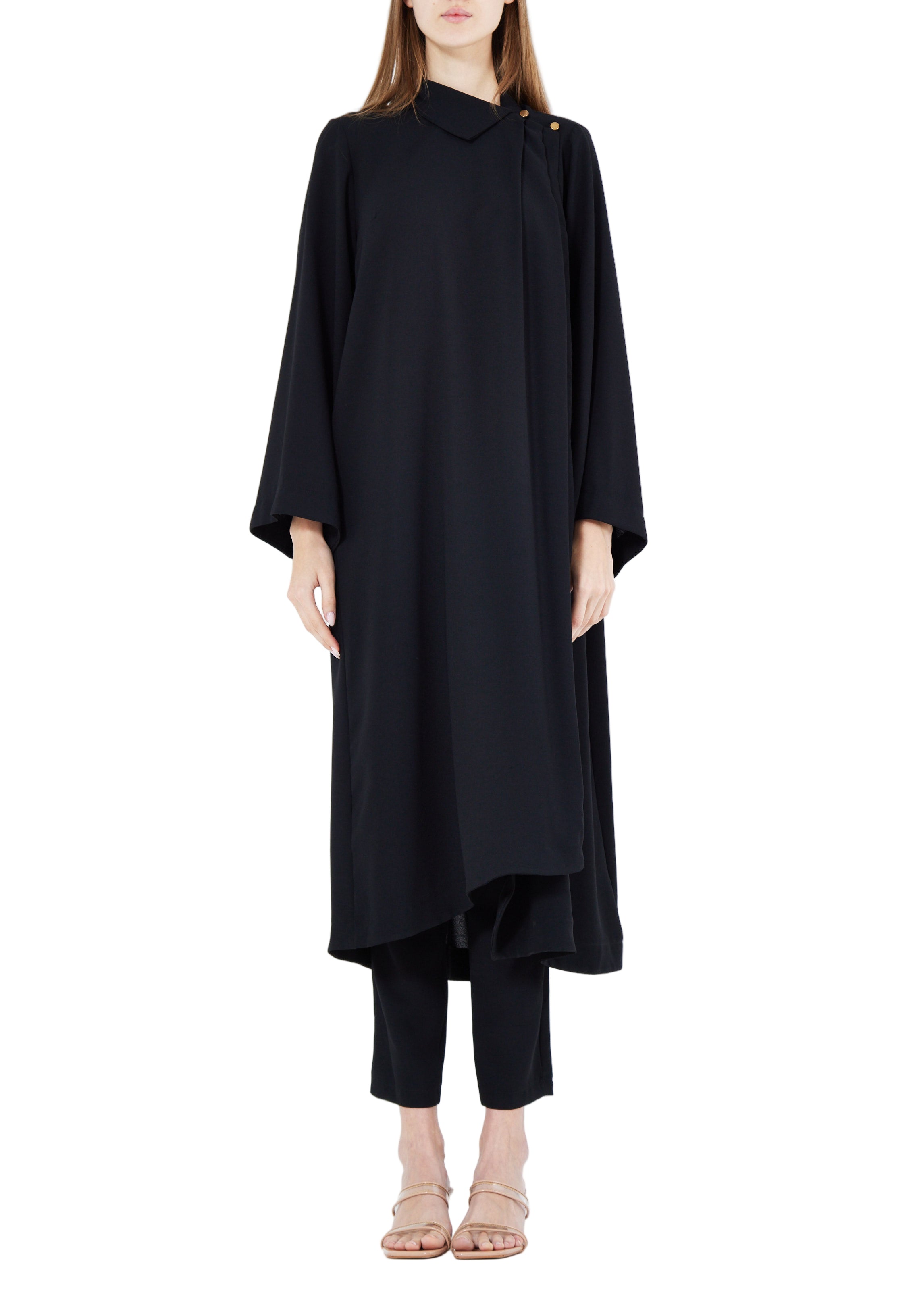 Stylish Chiffon Maxi Dress With Fitted Pants