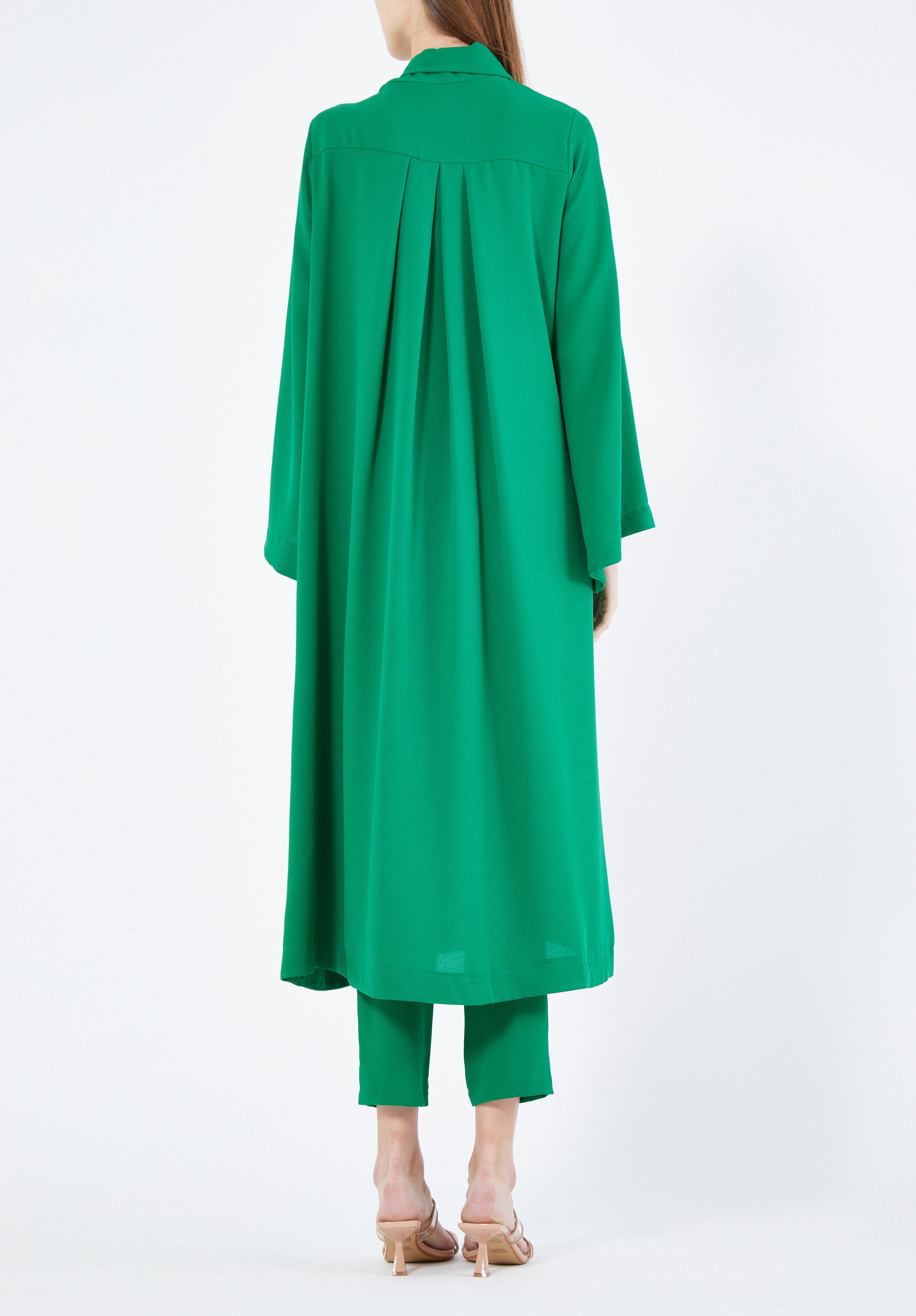 Stylish Chiffon Maxi Dress With Fitted Pants