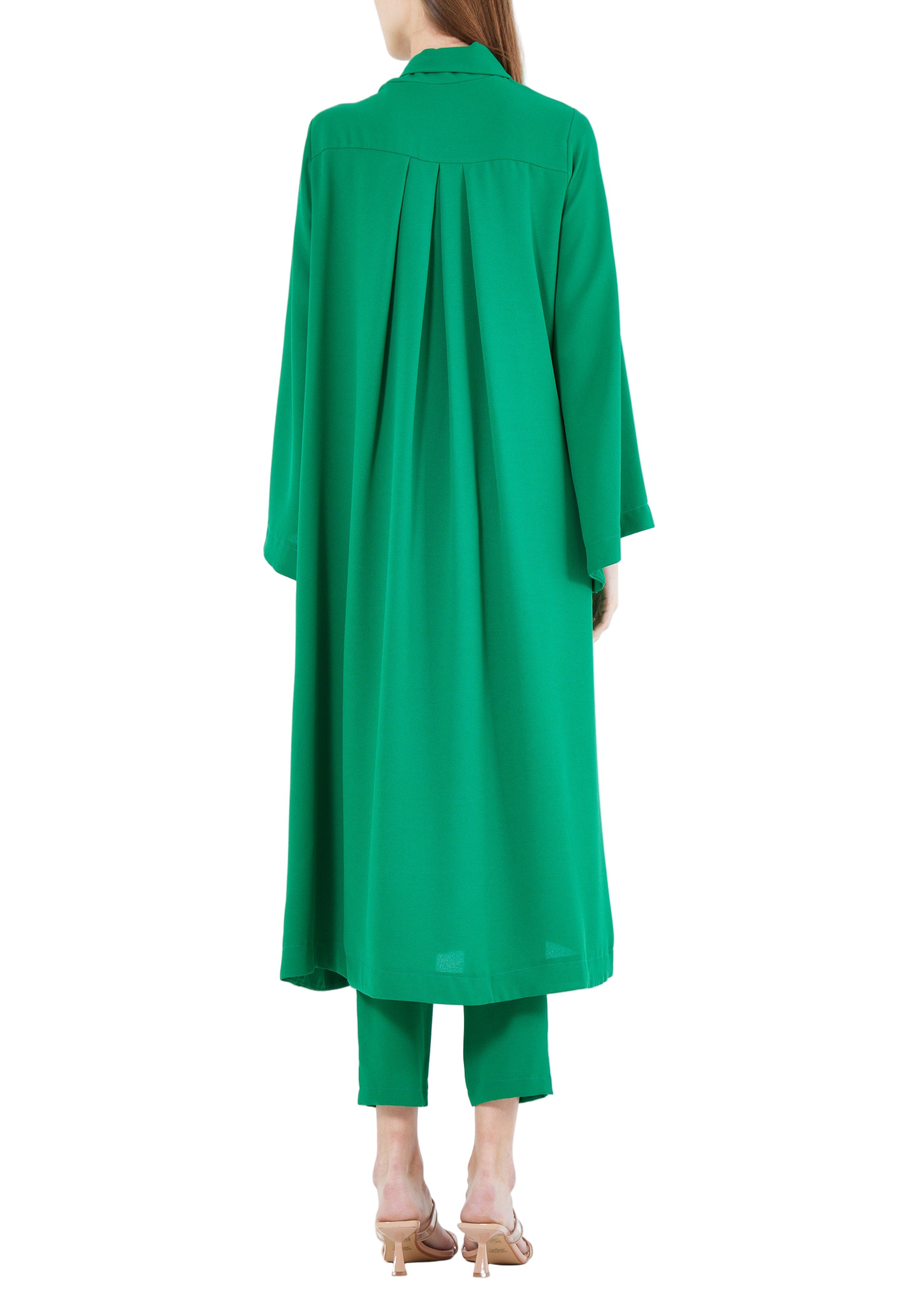 Stylish Chiffon Maxi Dress With Fitted Pants