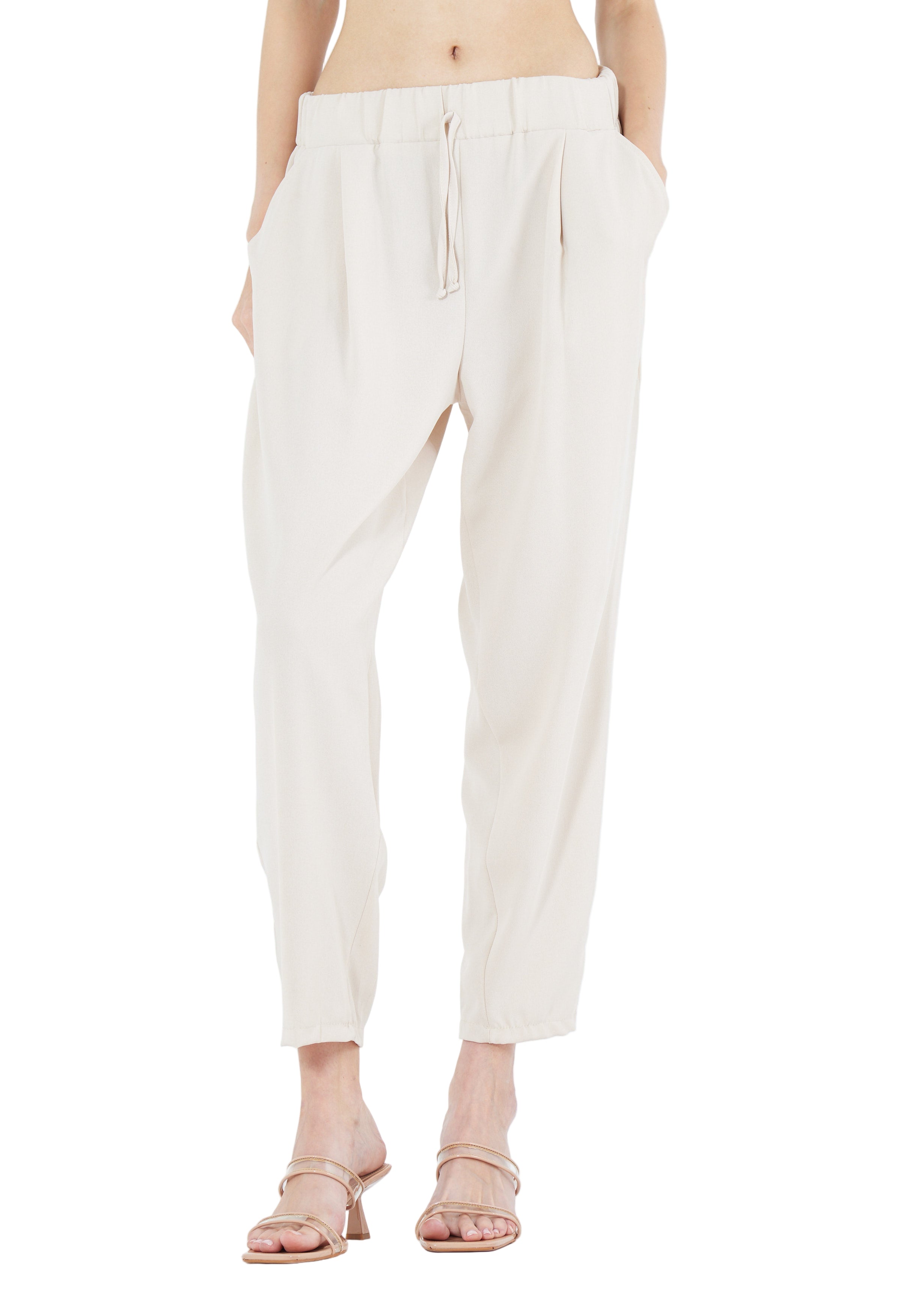 Stylish Elastic Waisted Loose Fit Pant With Pockets