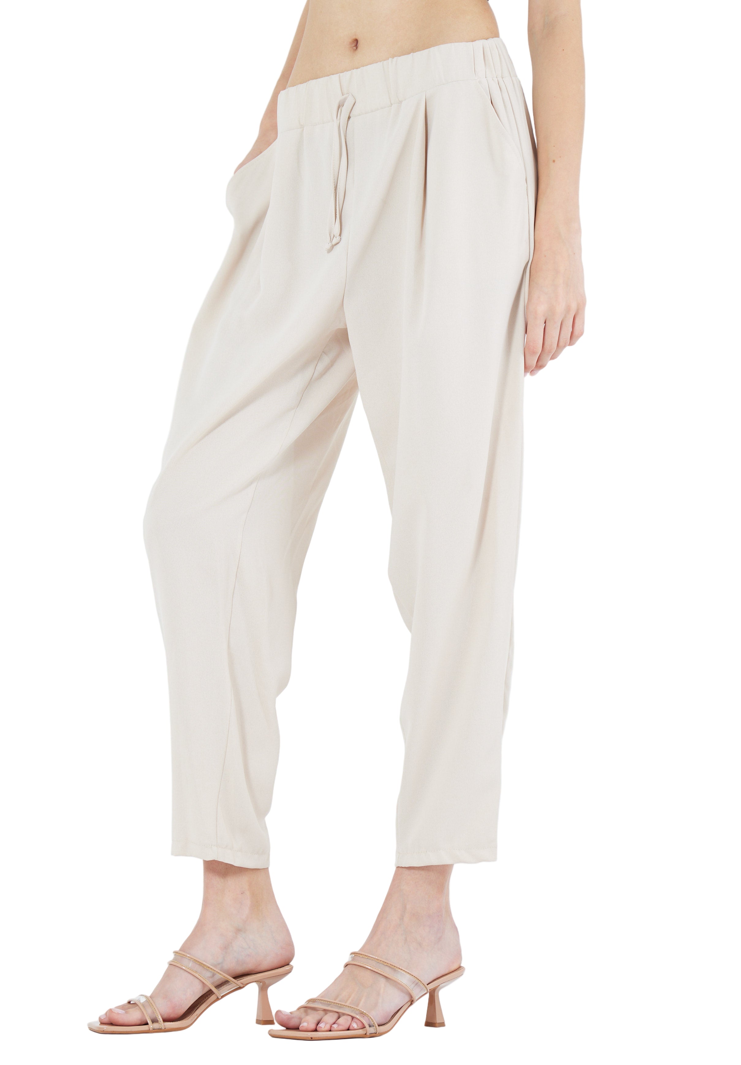 Stylish Elastic Waisted Loose Fit Pant With Pockets