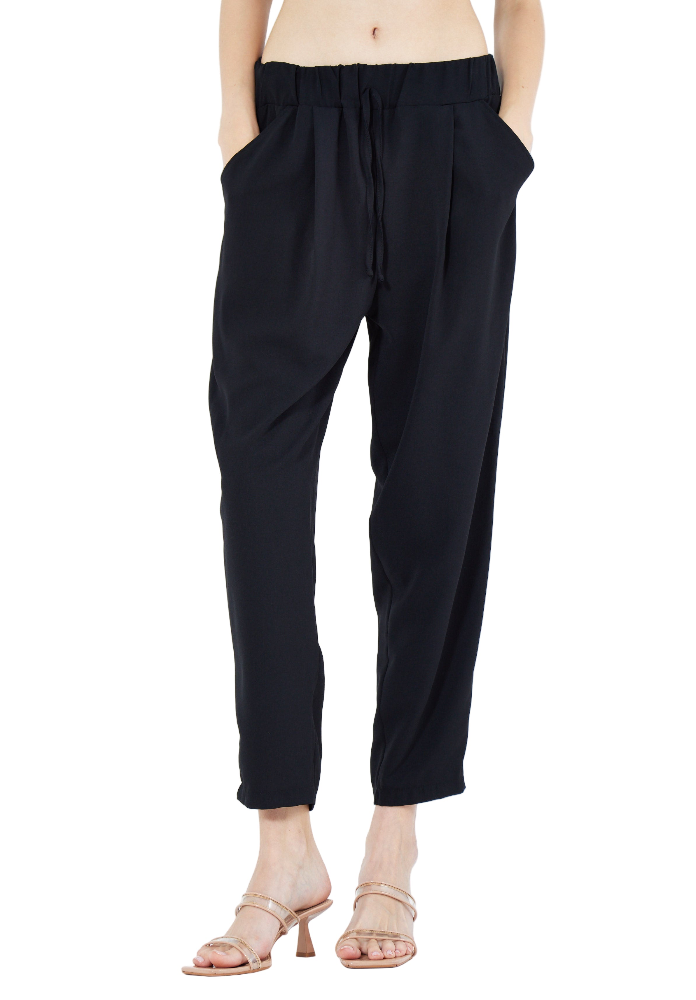 Stylish Elastic Waisted Loose Fit Pant With Pockets