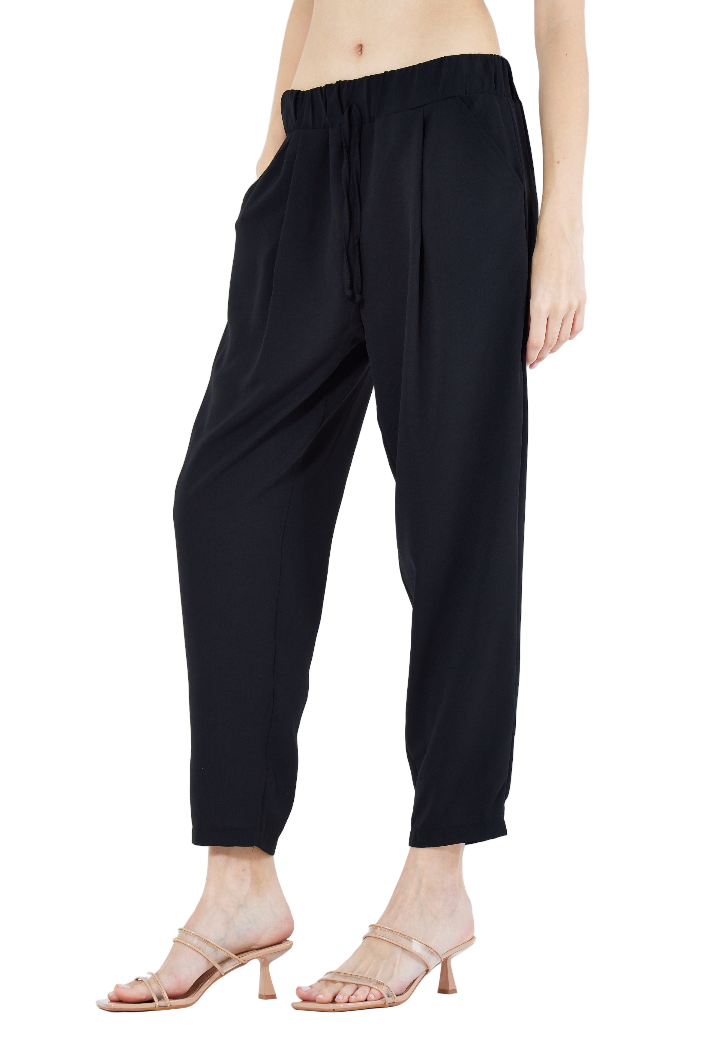 Stylish Elastic Waisted Loose Fit Pant With Pockets