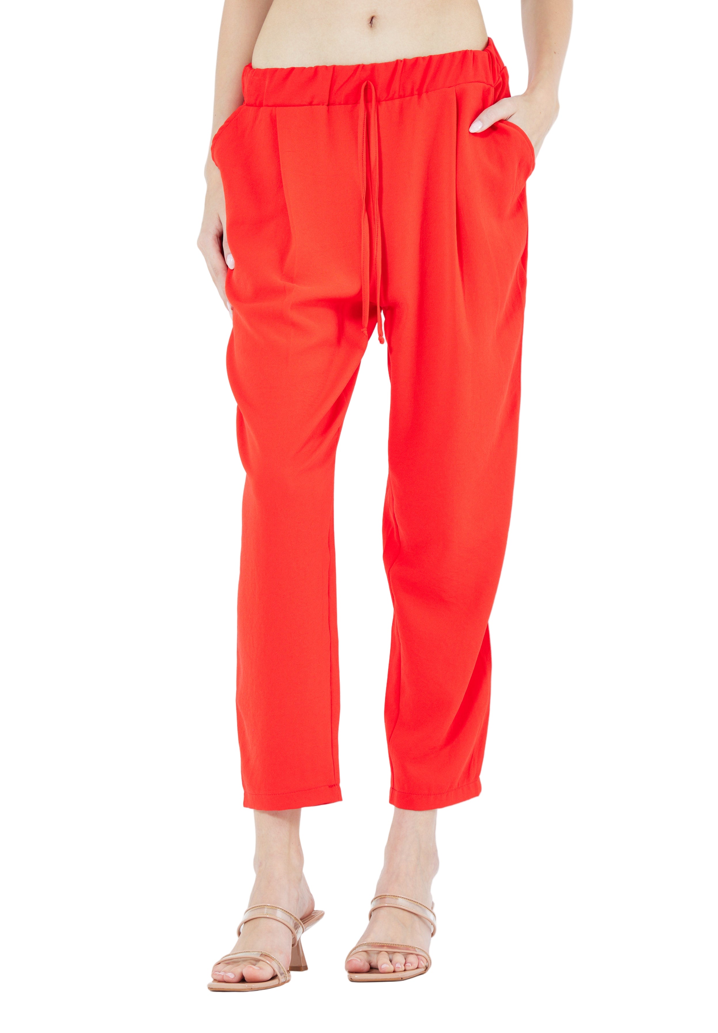 Stylish Elastic Waisted Loose Fit Pant With Pockets