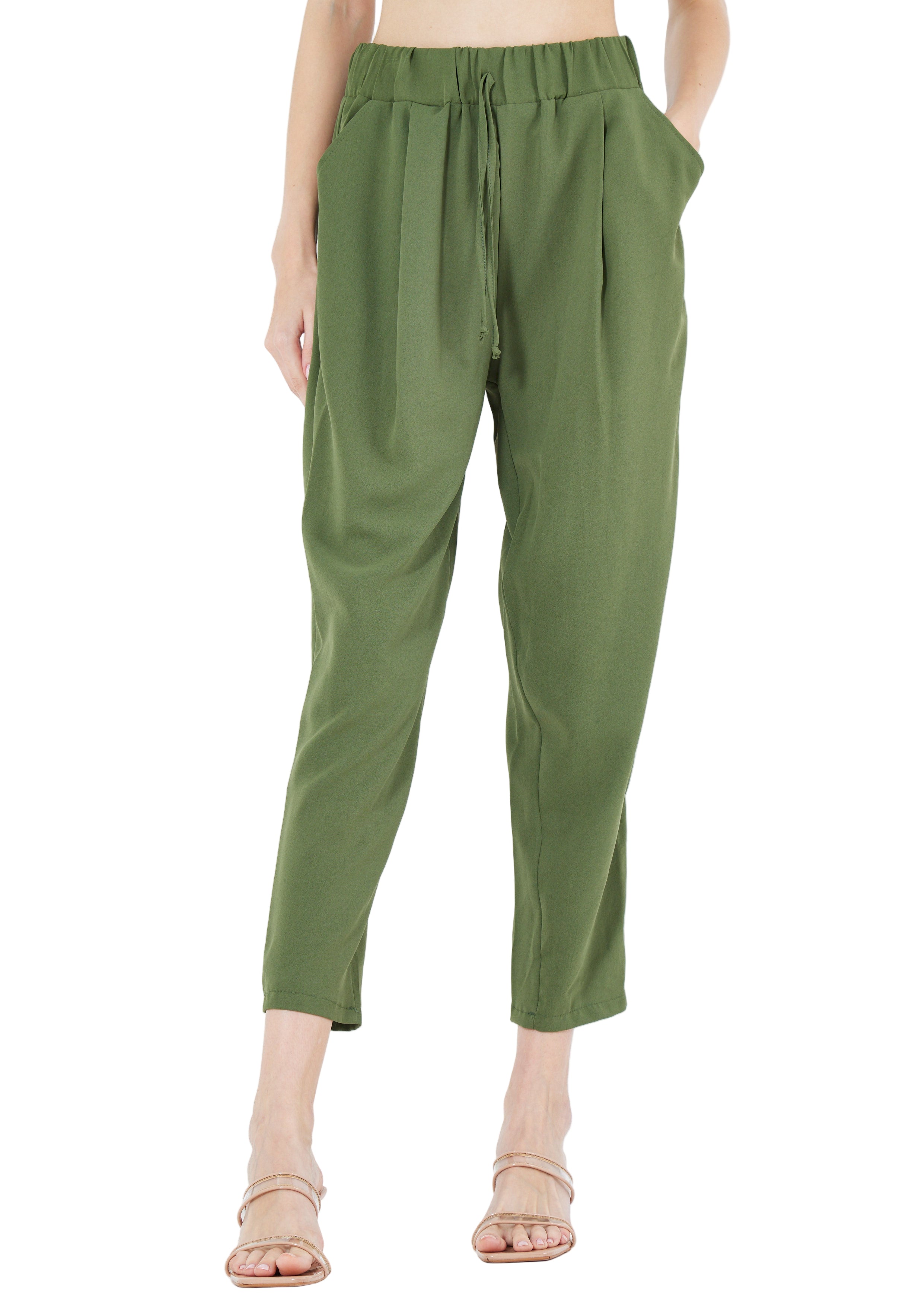 Stylish Elastic Waisted Loose Fit Pant With Pockets