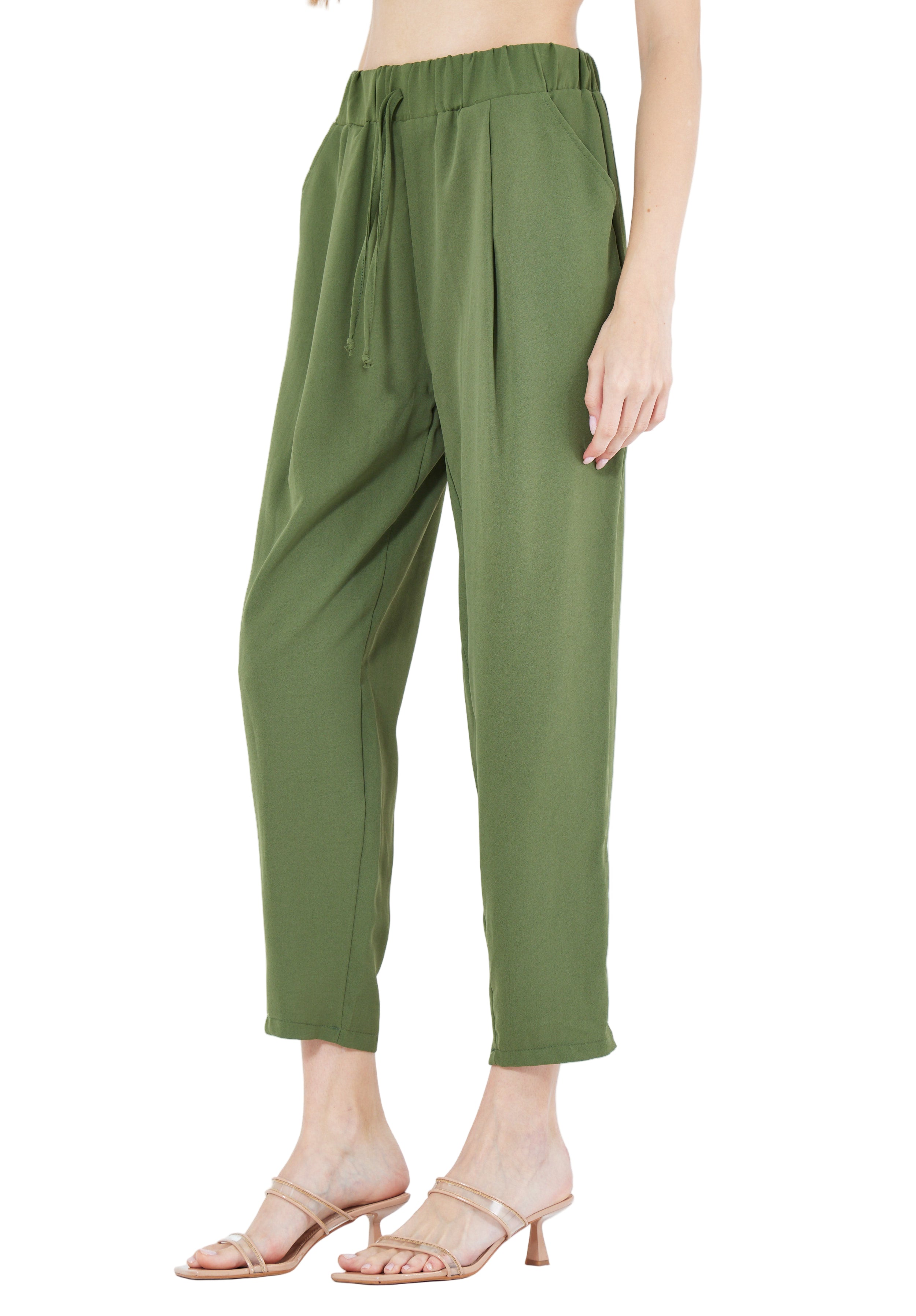 Stylish Elastic Waisted Loose Fit Pant With Pockets