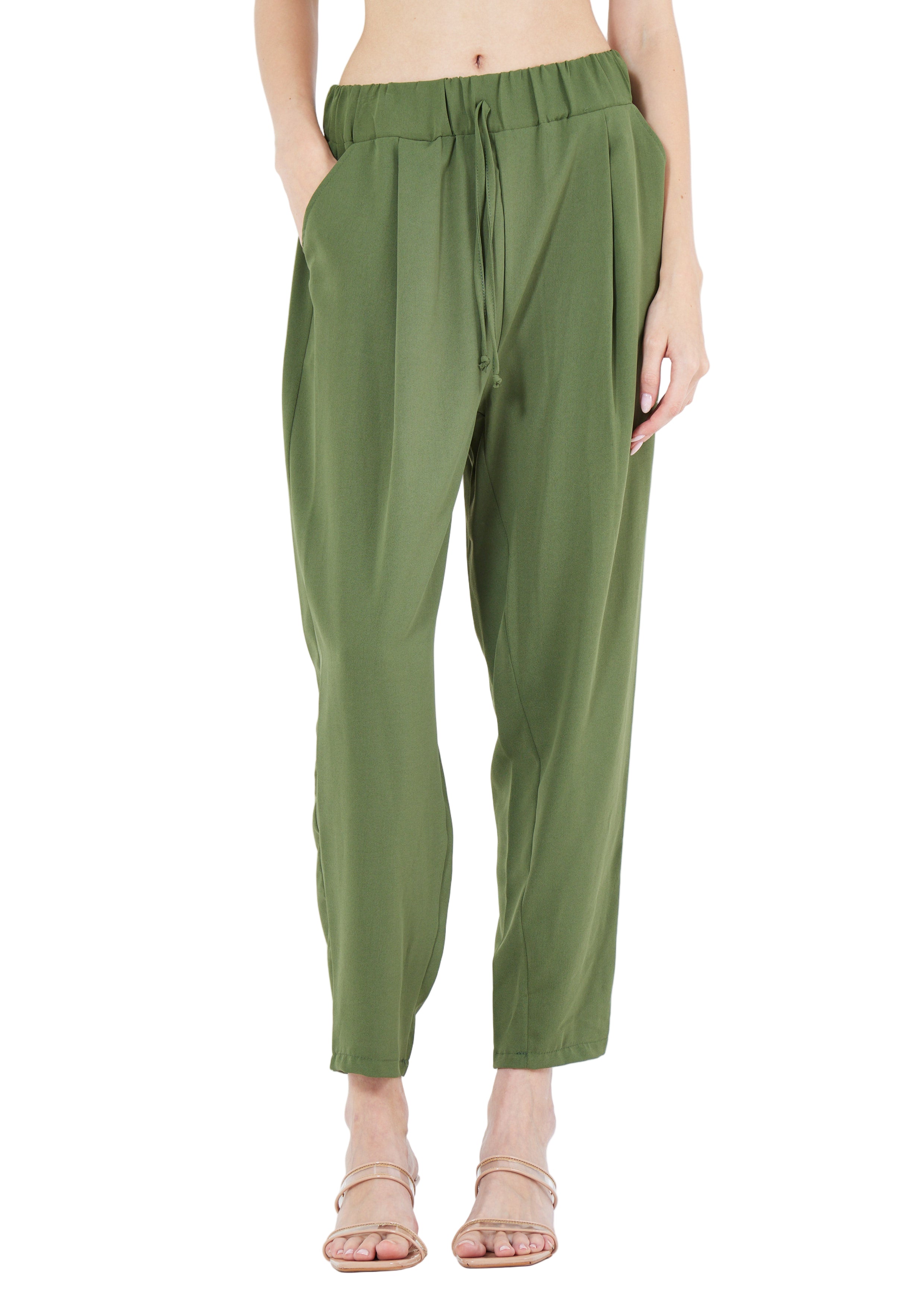 Stylish Elastic Waisted Loose Fit Pant With Pockets