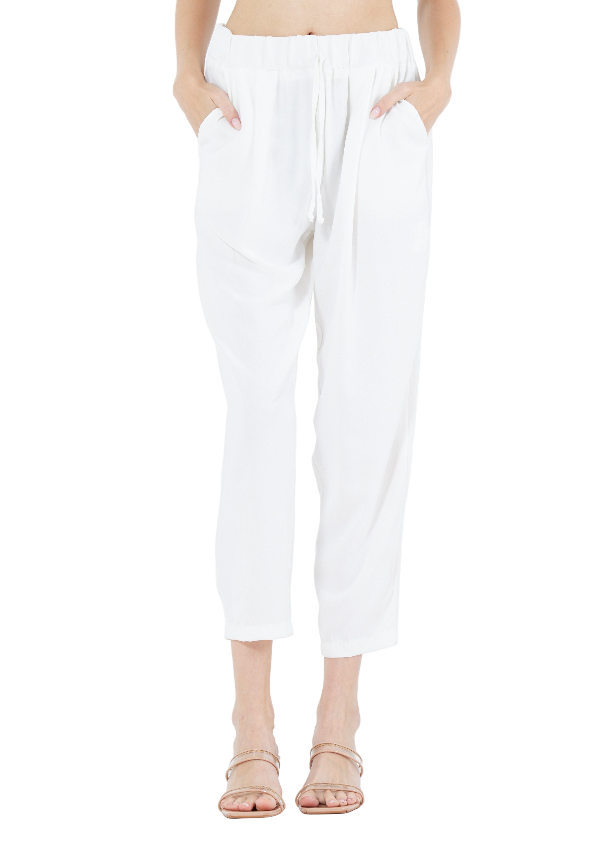 Stylish Elastic Waisted Loose Fit Pant With Pockets