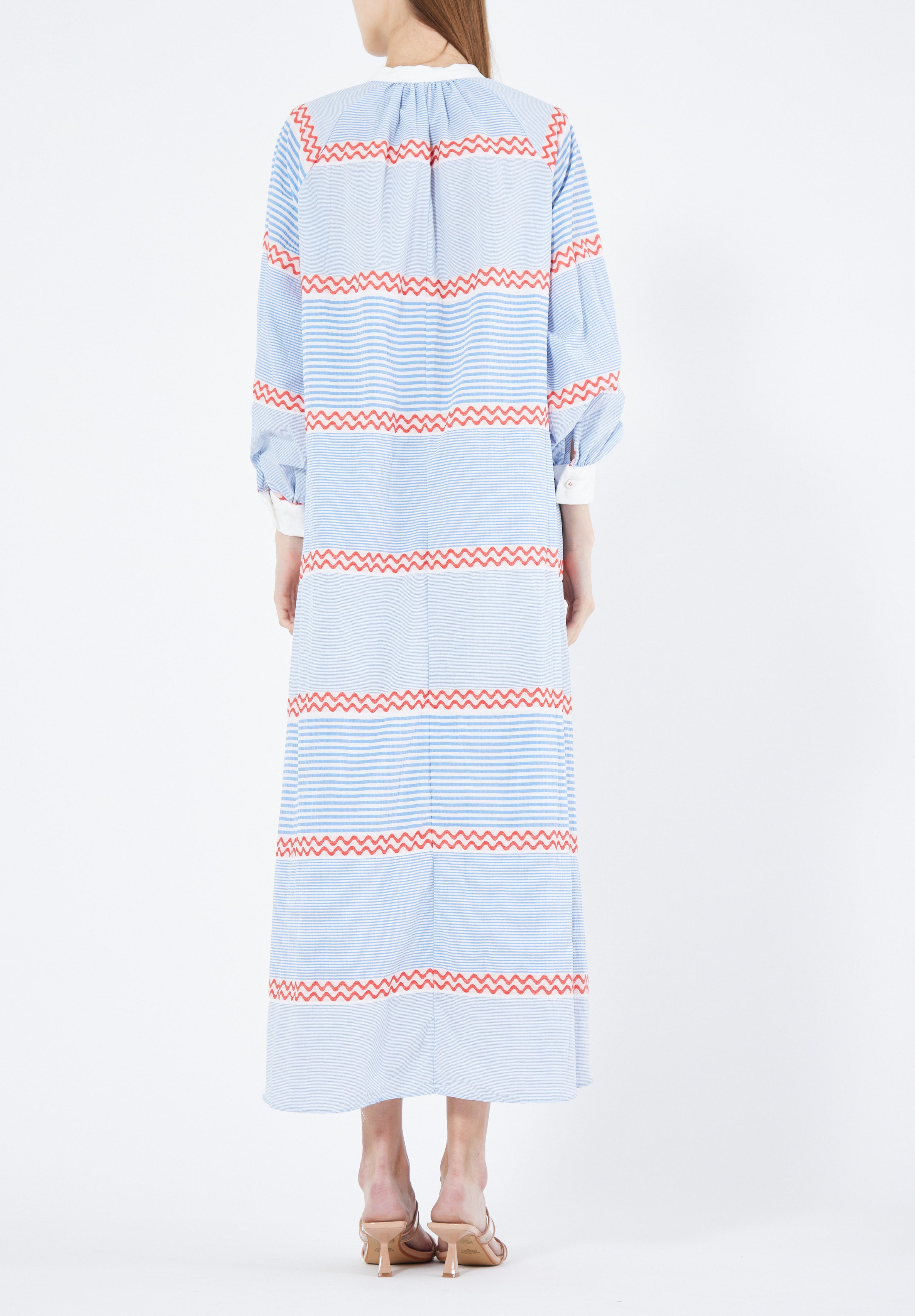 Simple And elegant Printed Maxi Dress With Long Dress And Mandarin Collar