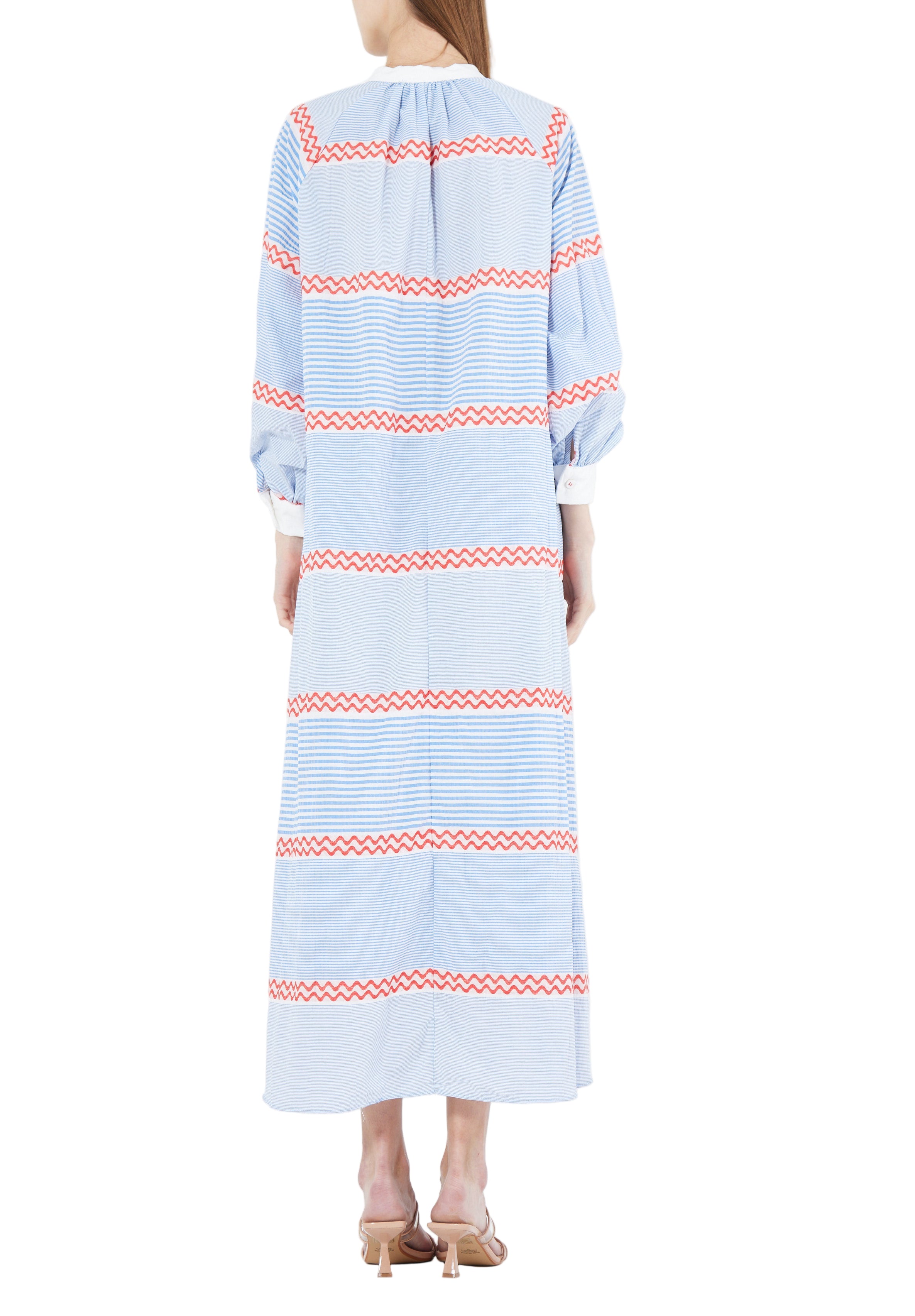 Simple And elegant Printed Maxi Dress With Long Dress And Mandarin Collar