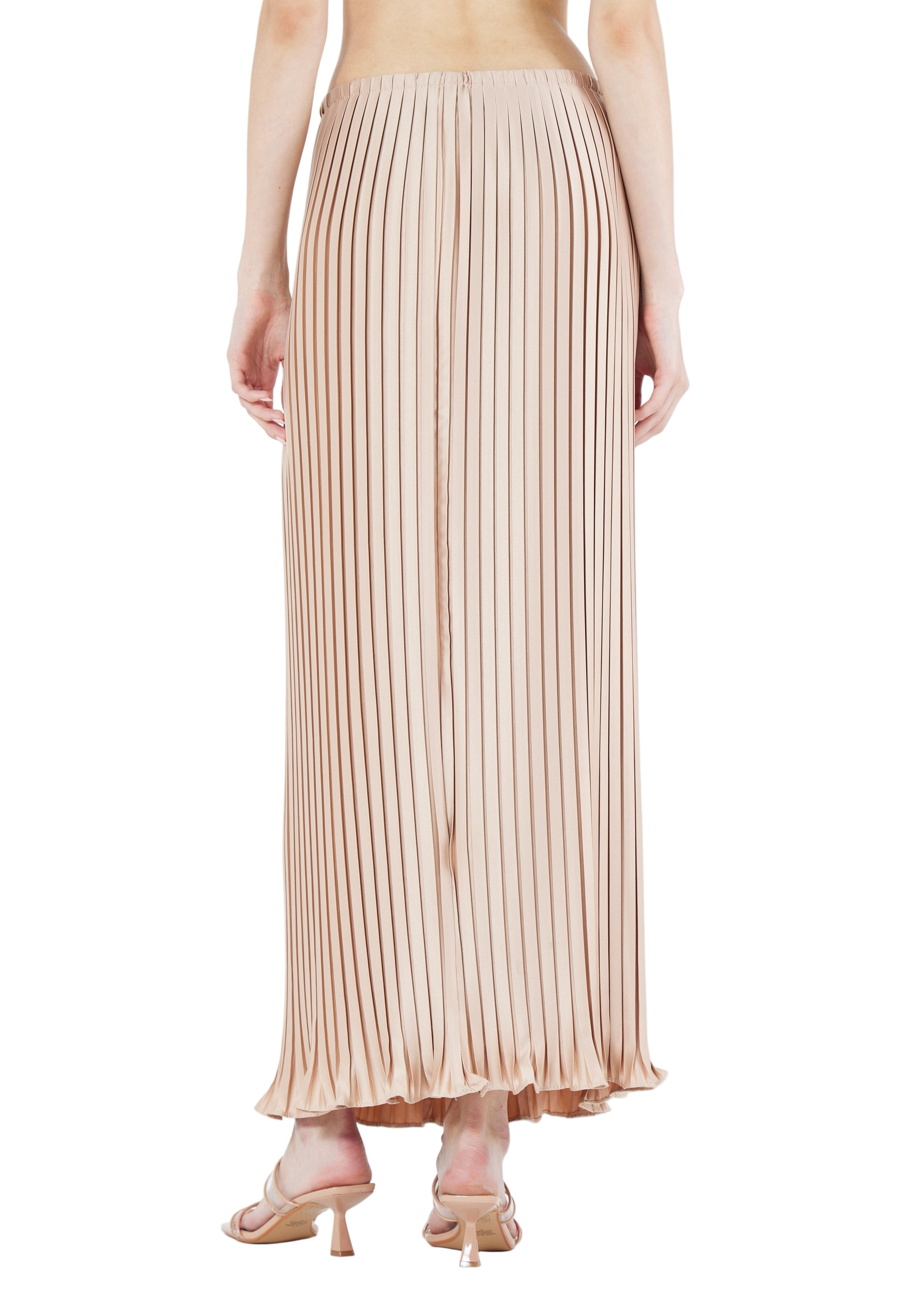 Beautiful Pleated Satin Long Skirt