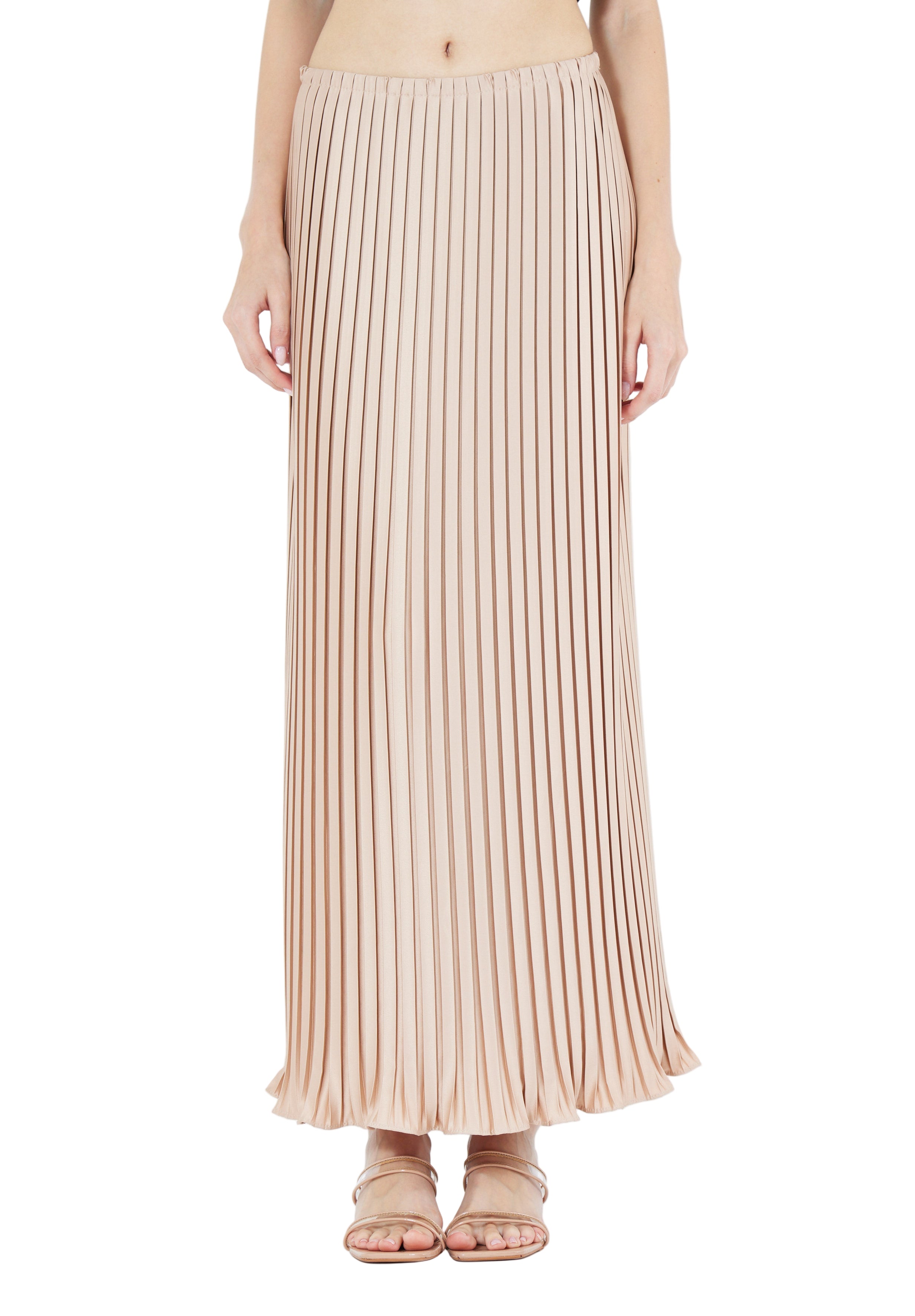 Beautiful Pleated Satin Long Skirt