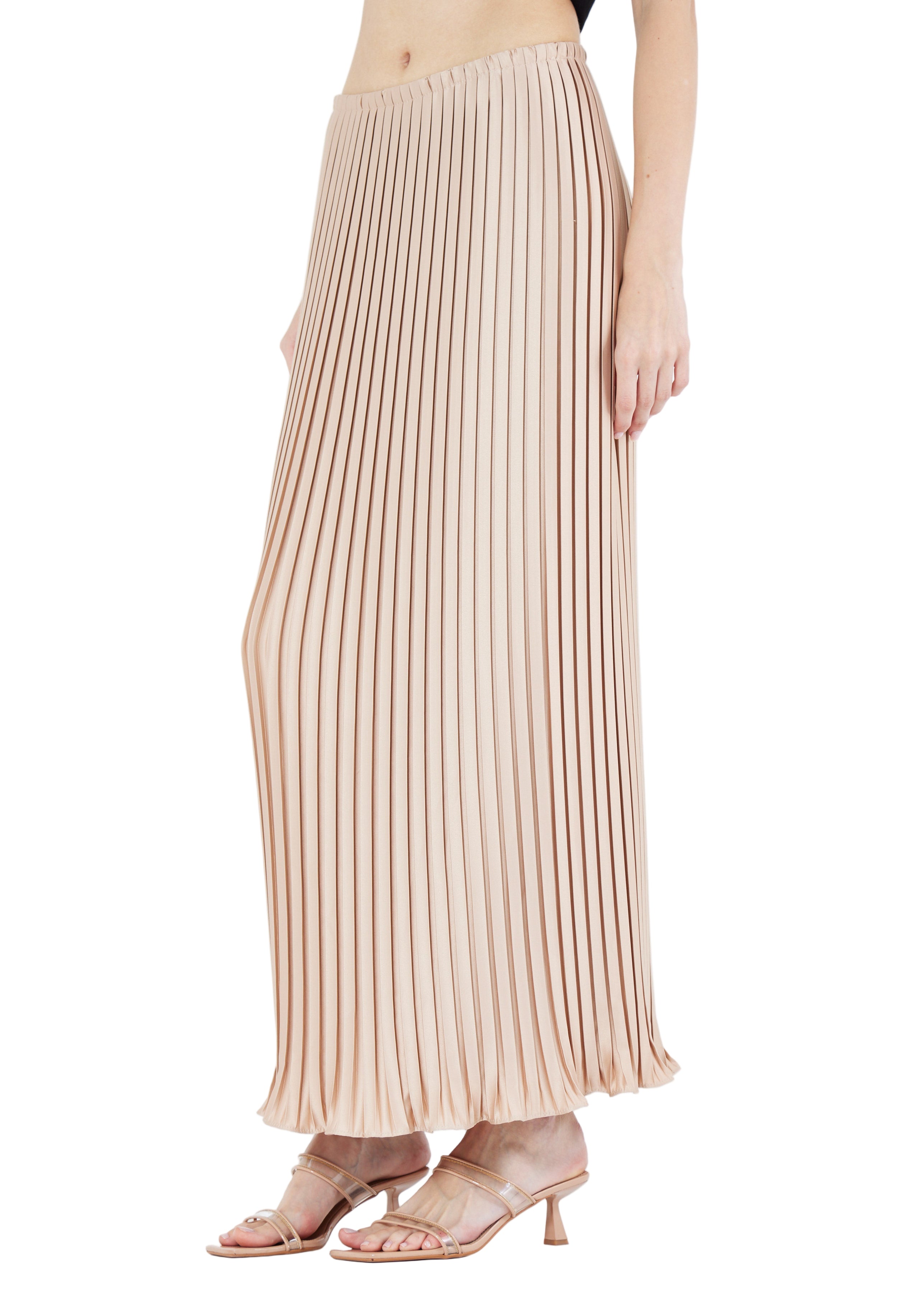 Beautiful Pleated Satin Long Skirt