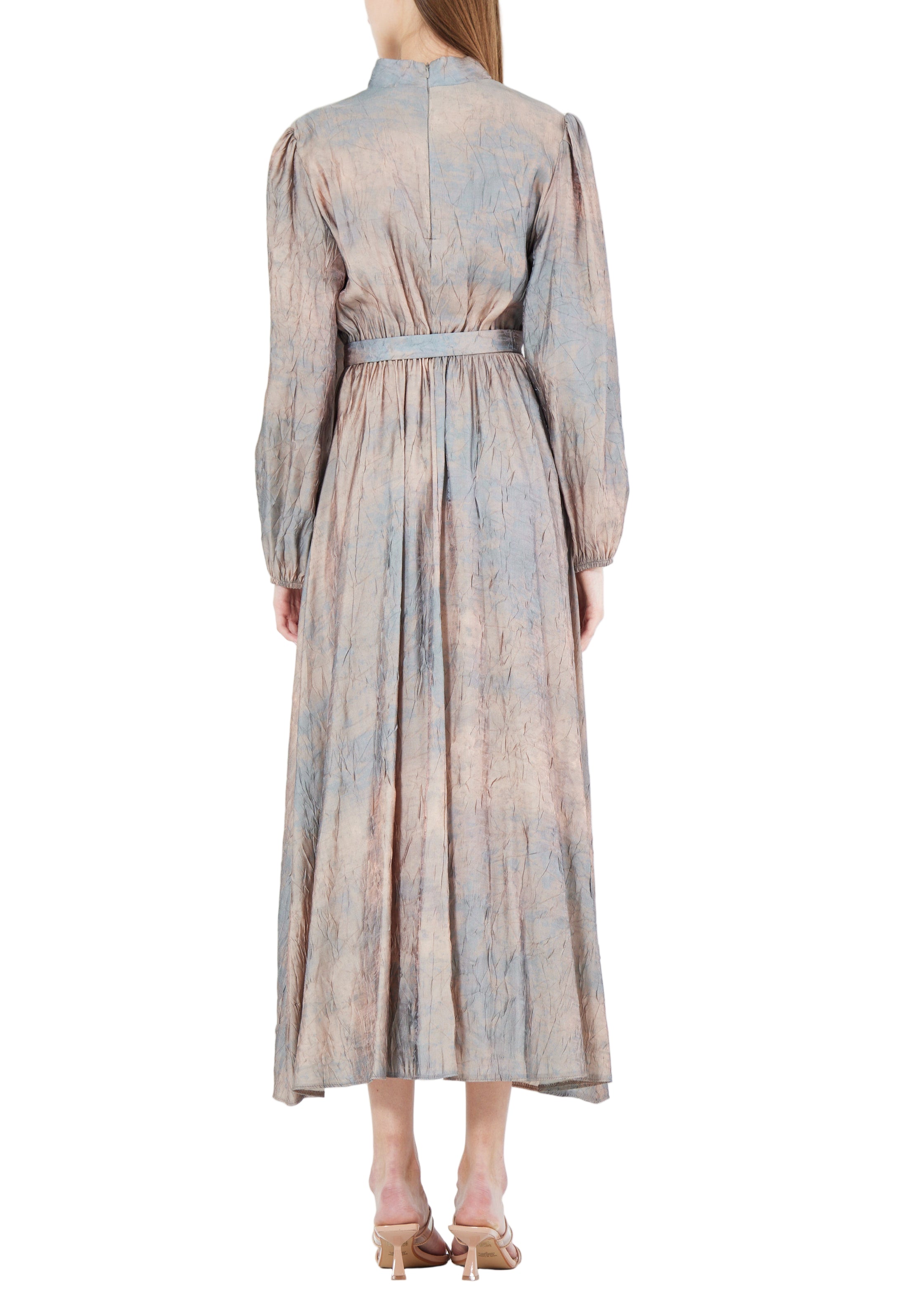 Beautiful Jacquard Long Dress With Flower Embellishment