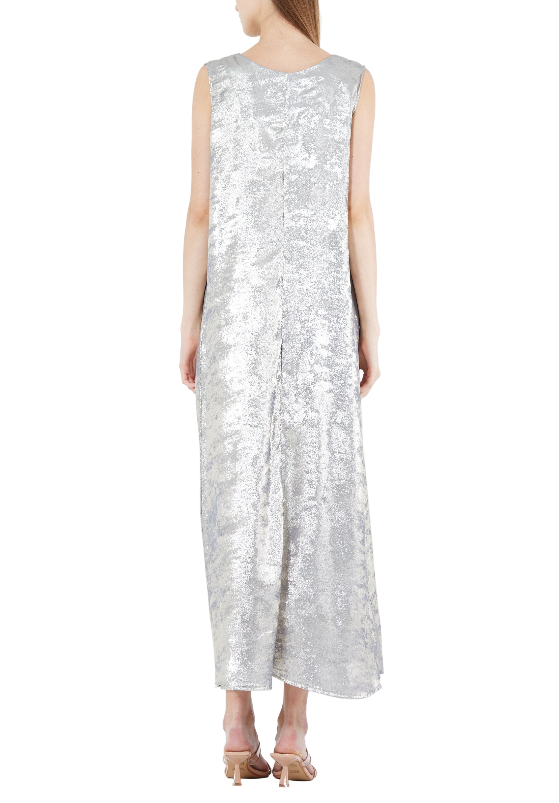 Beautiful Metallic Shaded Loose Fitted Sleeveless Long Dress