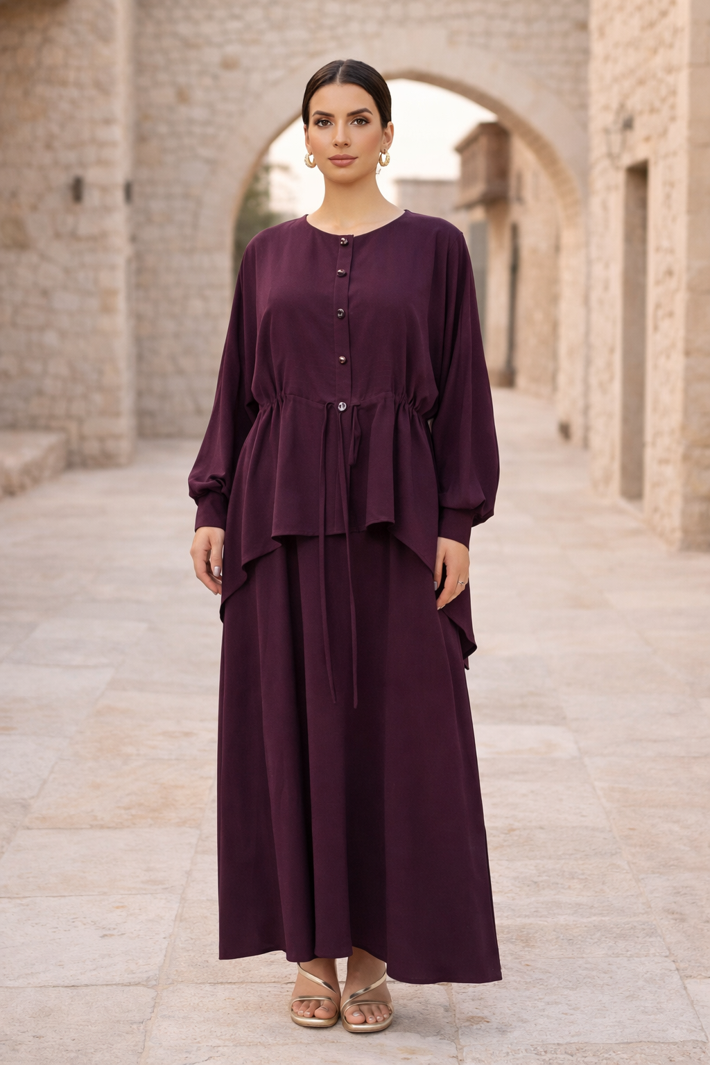 Sleeveless Flowing Dress with Cover-Up Ensemble