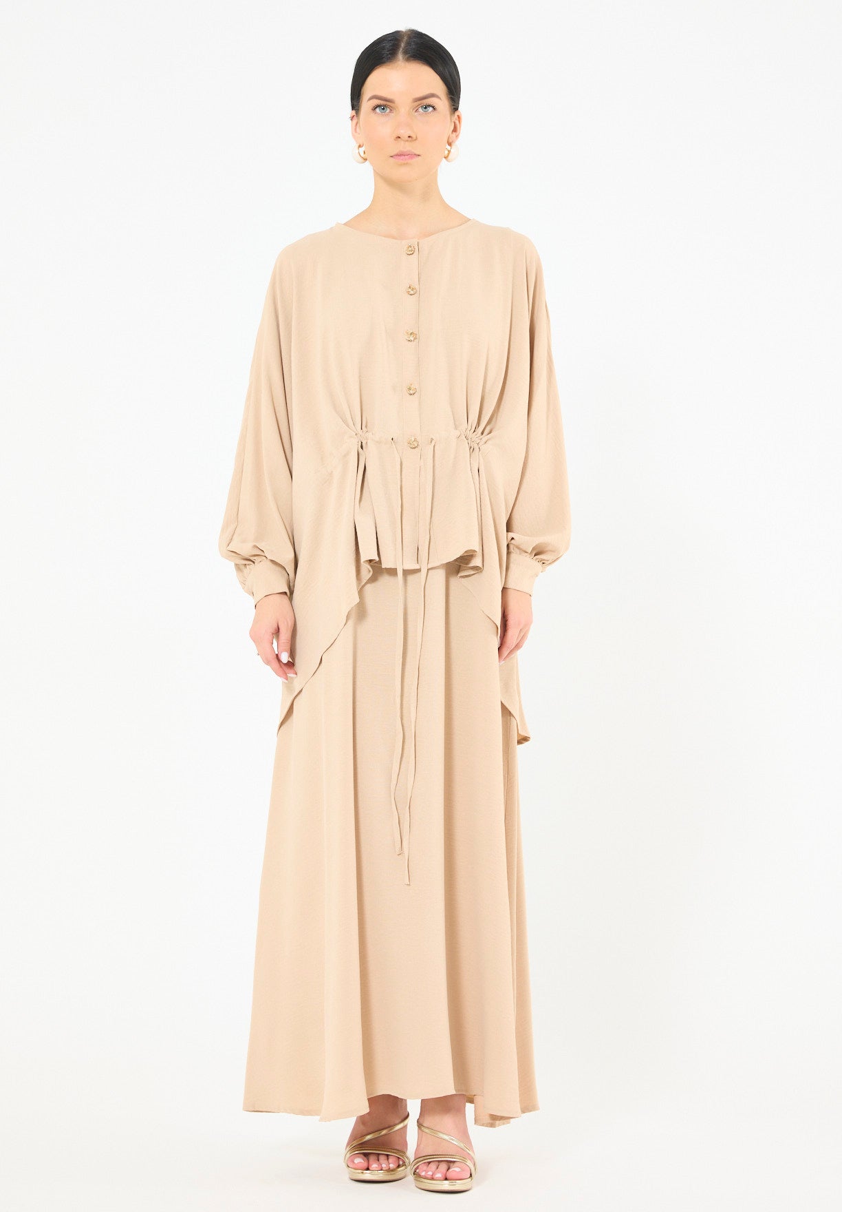 Sleeveless Flowing Dress with Cover-Up Ensemble