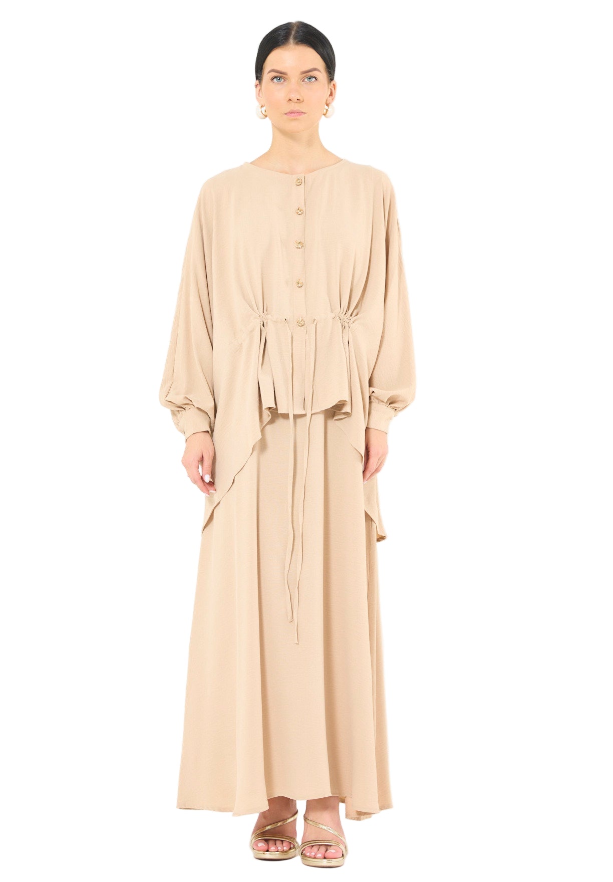 Sleeveless Flowing Dress with Cover-Up Ensemble