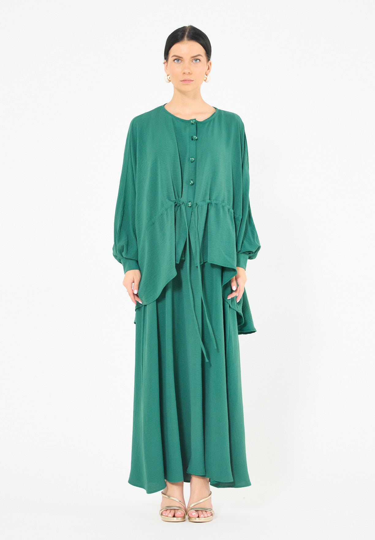 Sleeveless Flowing Dress with Cover-Up Ensemble