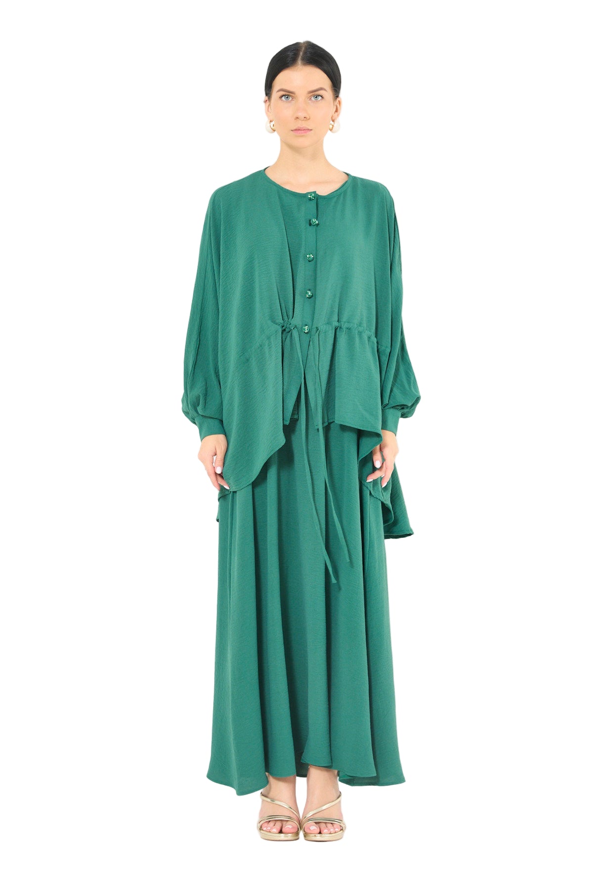 Sleeveless Flowing Dress with Cover-Up Ensemble
