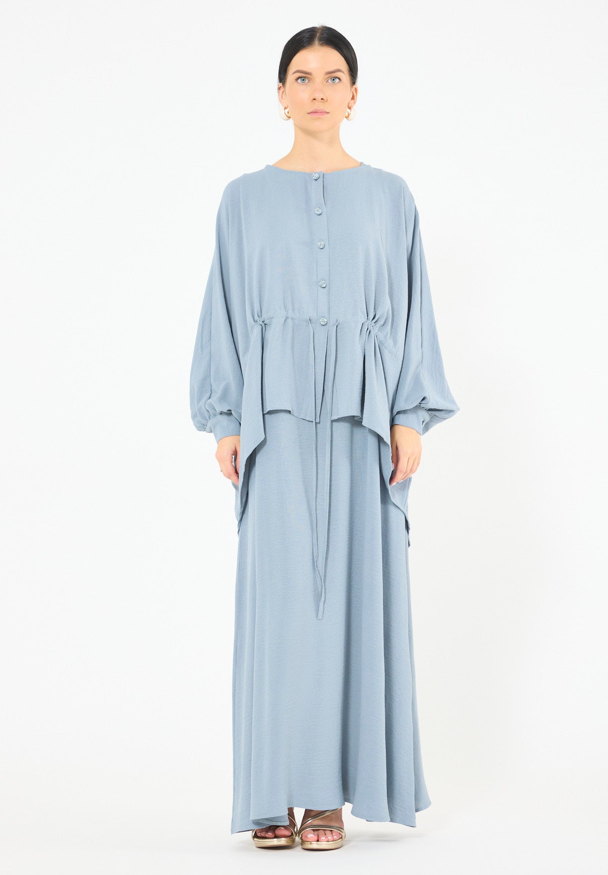 Sleeveless Flowing Dress with Cover-Up Ensemble