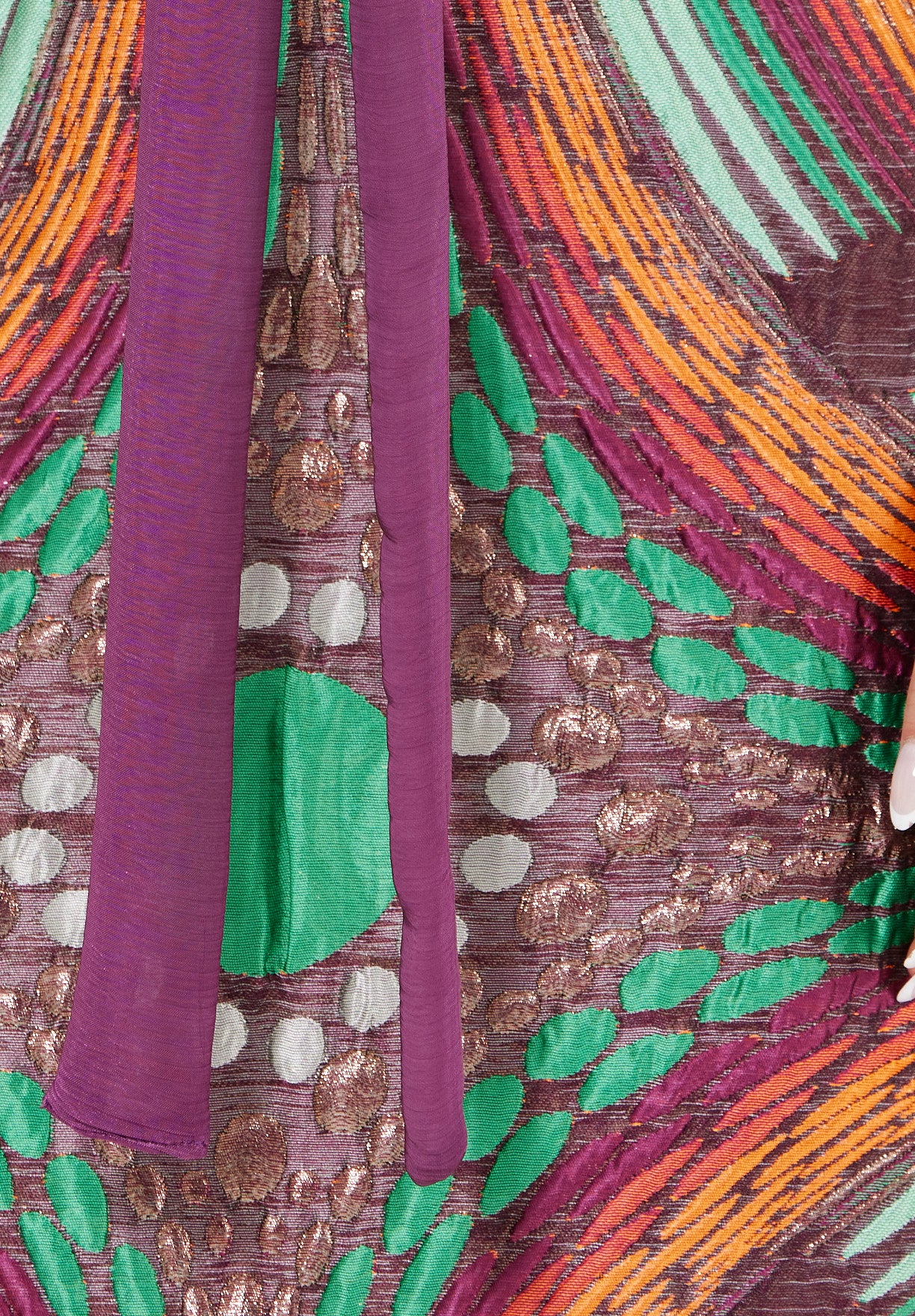 Draped Cape Overlay Jacquard Gown