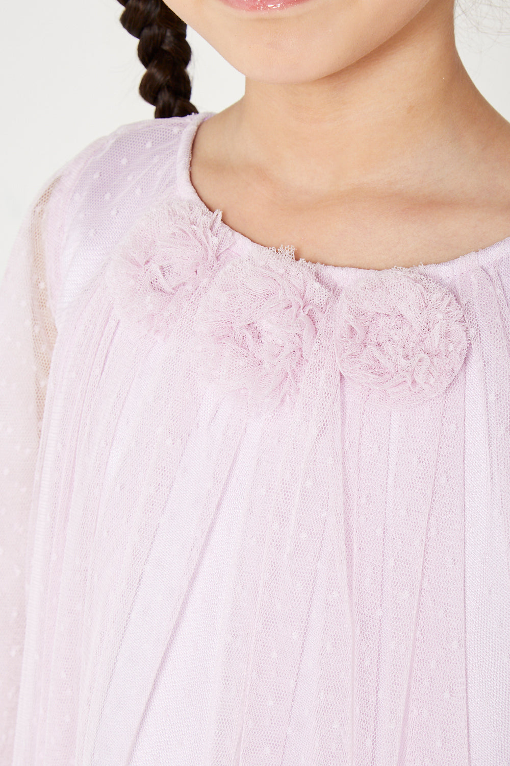 Rosette Detail Layered Dot Tulle Dress