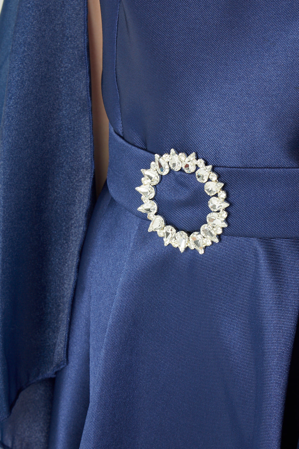 Jeweled Buckle Cape Maxi Dress