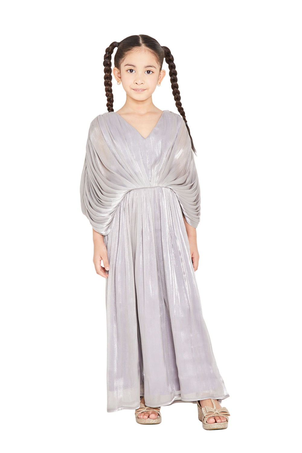 Draped Cape Style Soft Pleated Dress