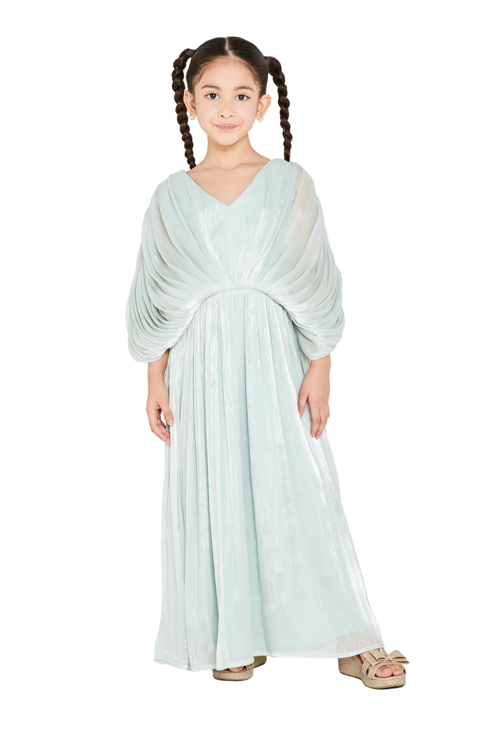 Draped Cape Style Soft Pleated Dress