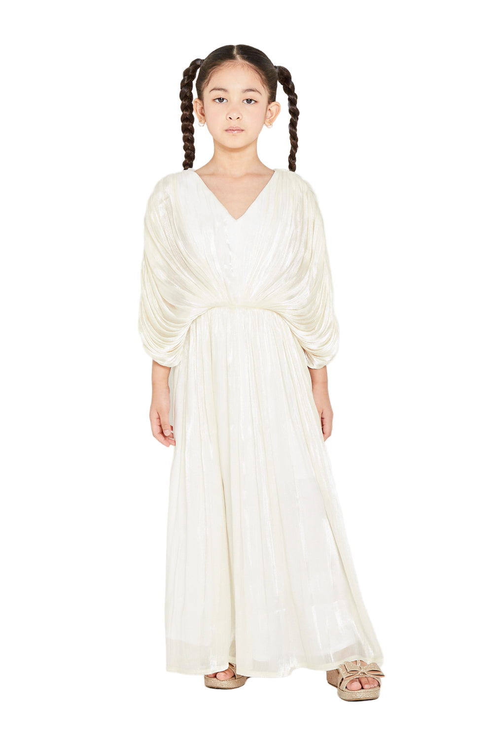 Draped Cape Style Soft Pleated Dress