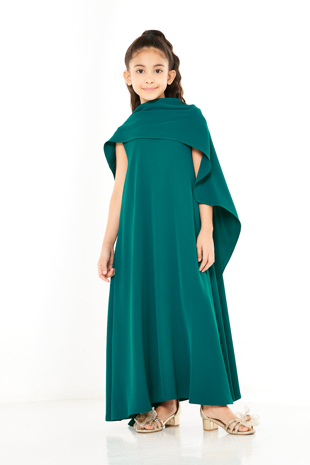 Solid Flowing Asymmetrical Draped Gown