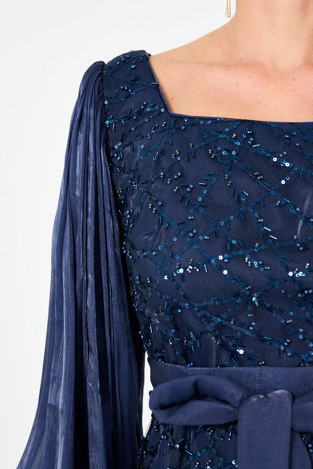 Sparkle Tulle Bishop Sleeve Dress