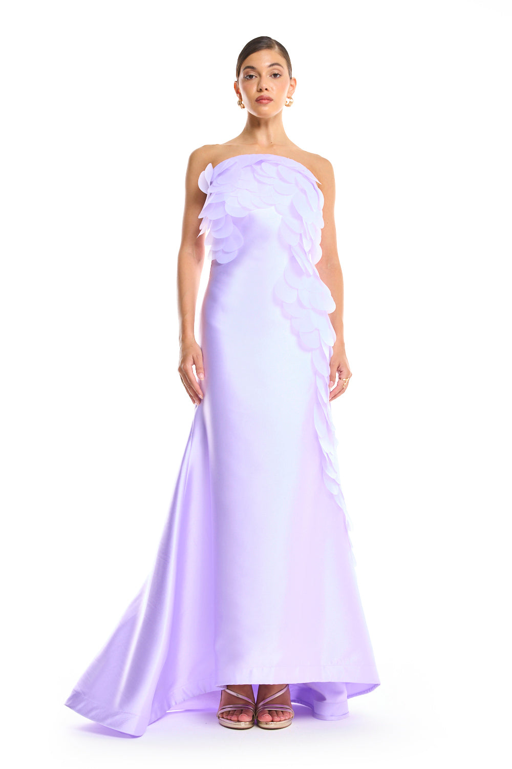 Featherlight Bloom Strapless Dress