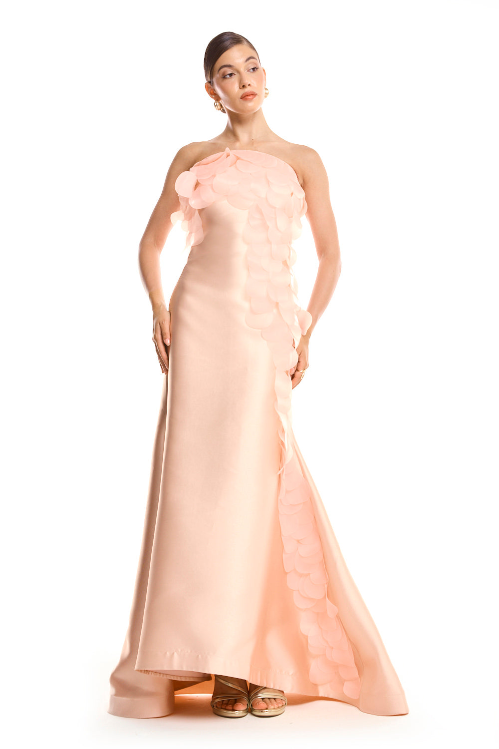 Featherlight Bloom Strapless Dress