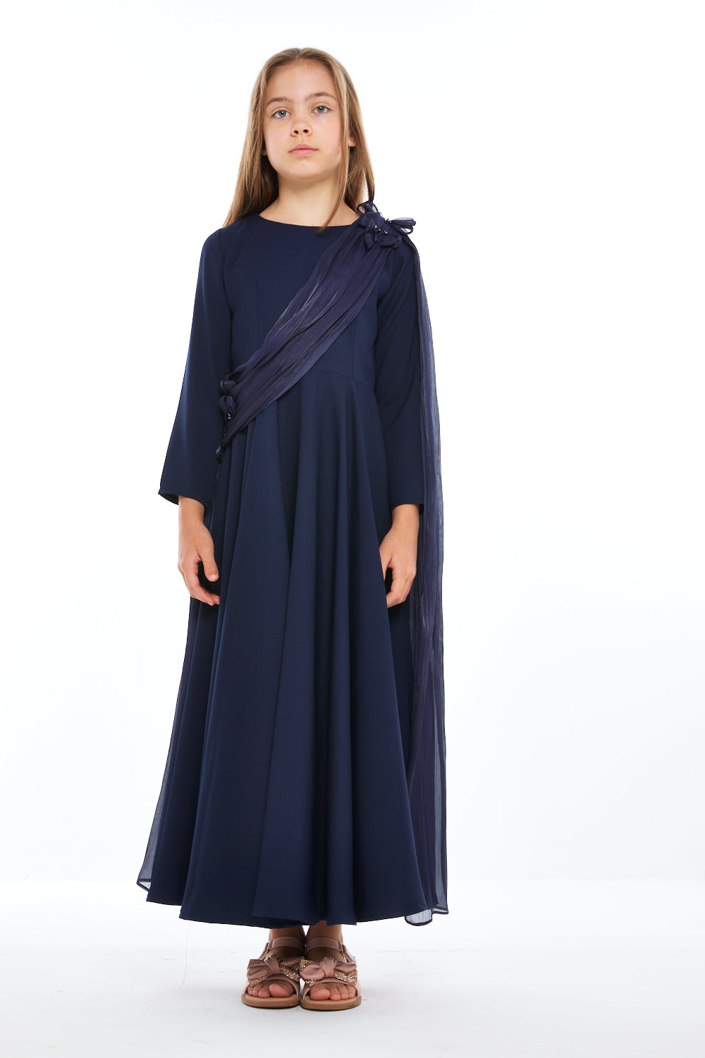 Floral Drape Cape Gown