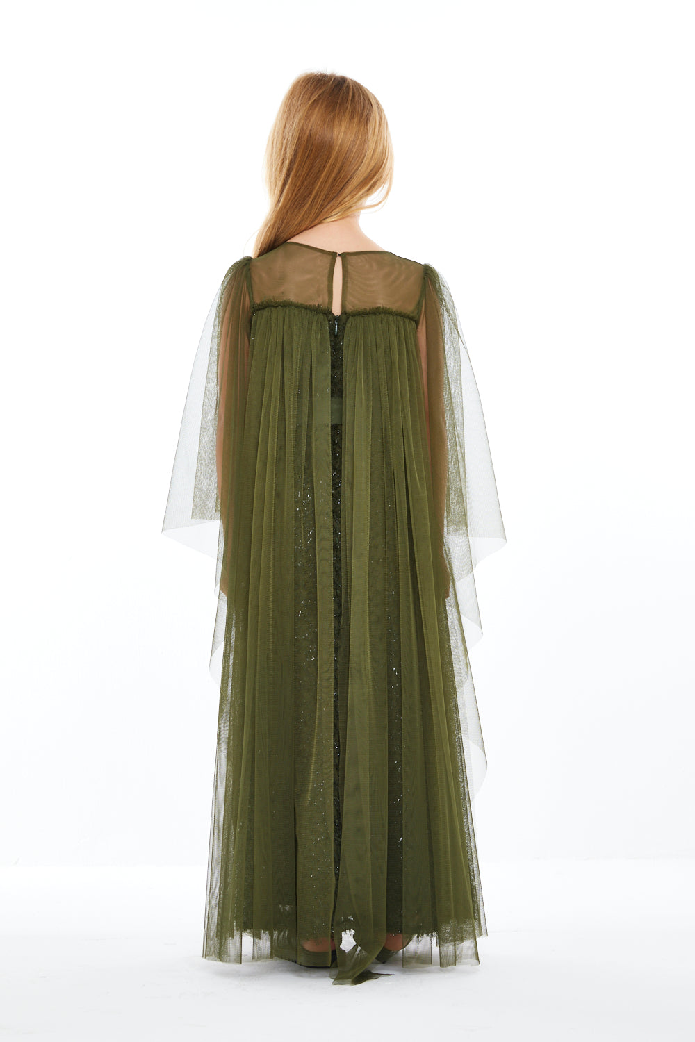 Sheer Cape Lace Occasion Gown