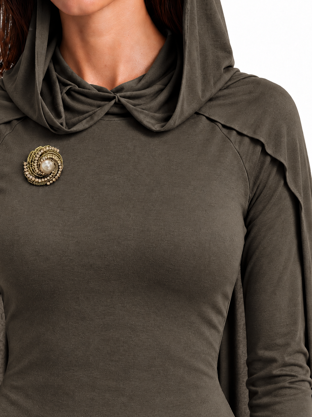 "Layla" Jersey Hooded Cape Maxi Dress