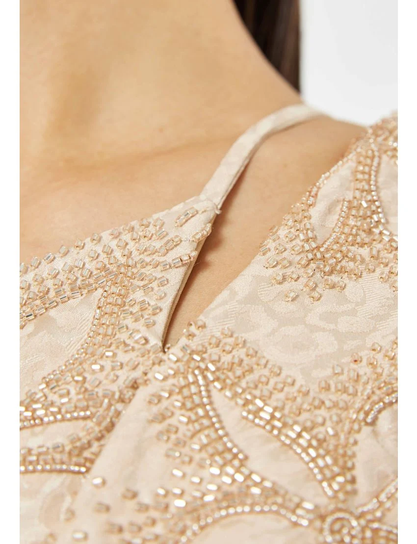 Embellished One-Shoulder Jacquard Wrap Gown