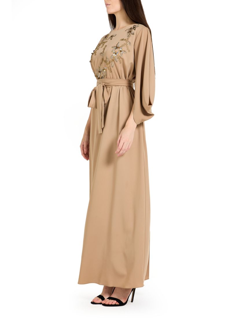 Floral Serenity Cowl Draped Sleeve Dress