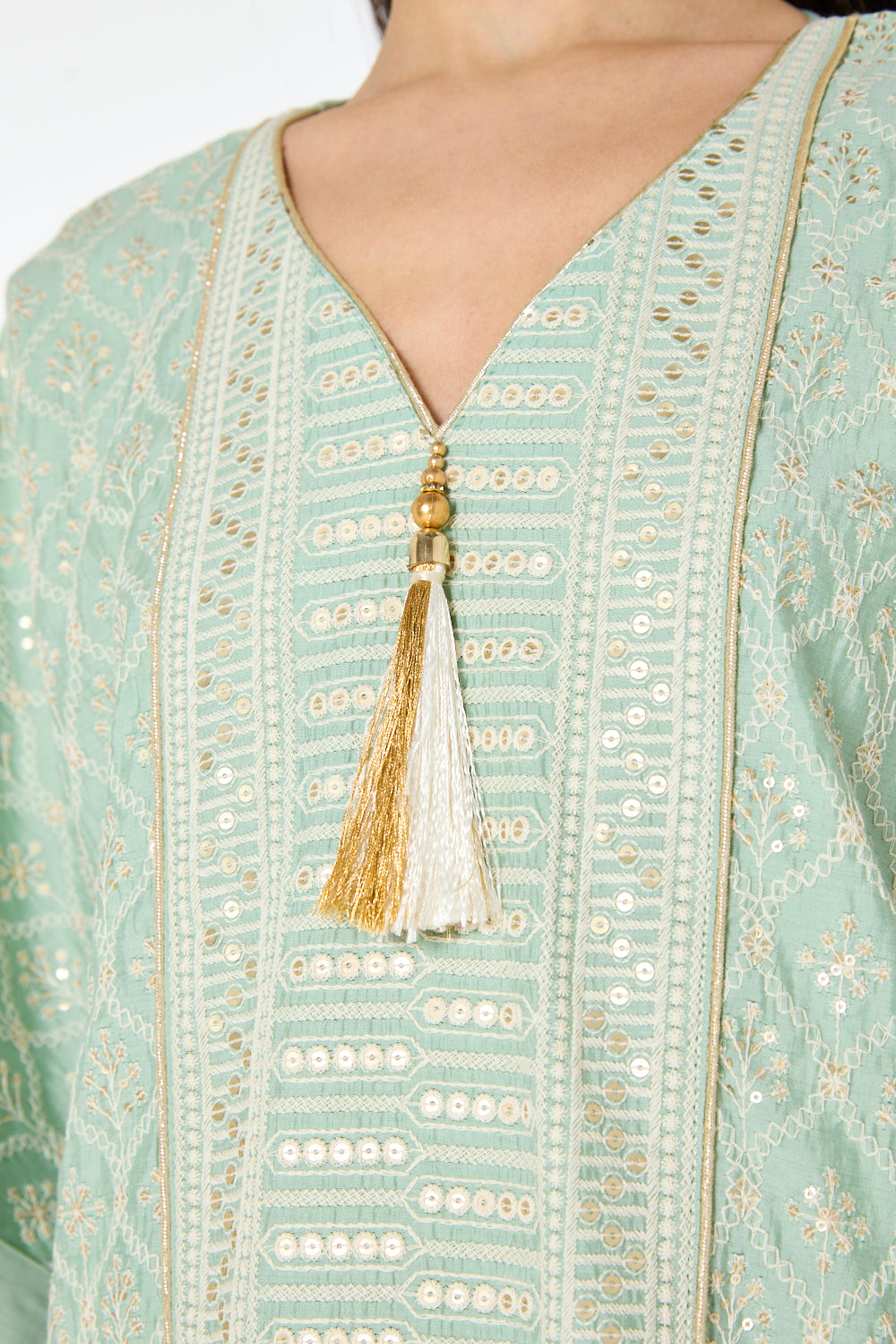 Tassel Front Embroidered Jalabiya