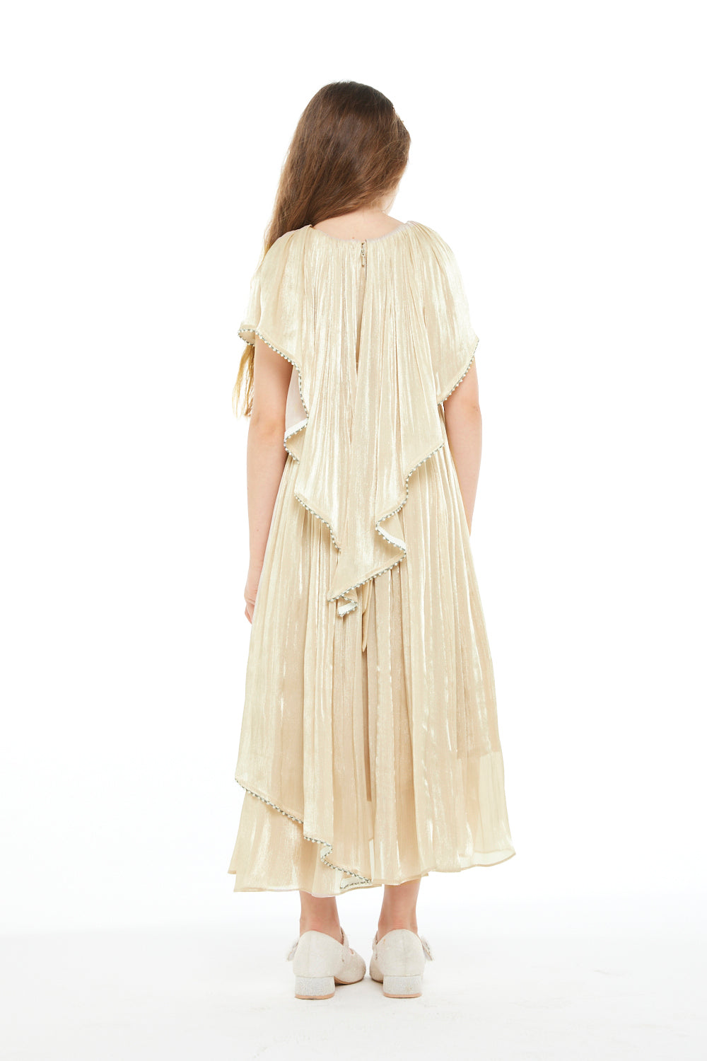 Little Star Pleated Dress with Ruffle Trim