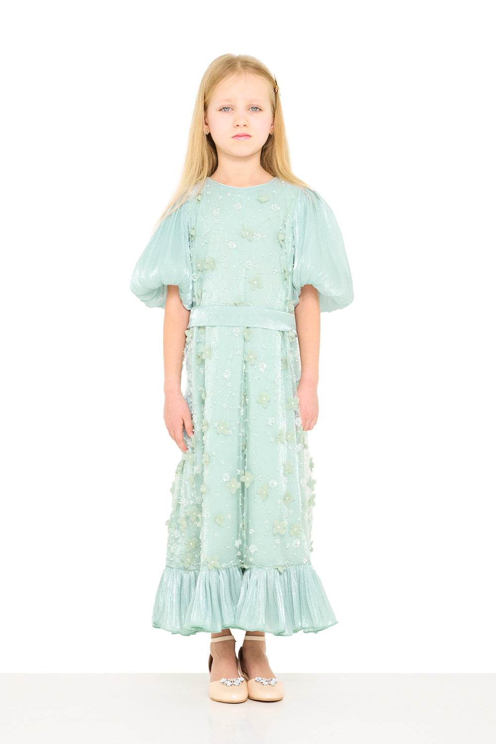 Floral Textured Puff Sleeve Dress