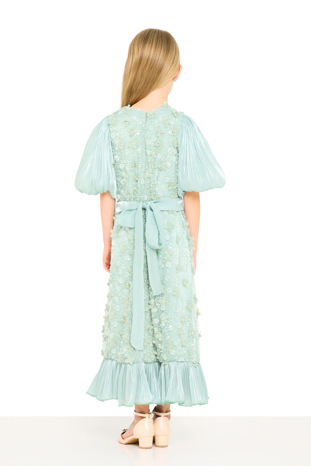 Floral Textured Puff Sleeve Dress