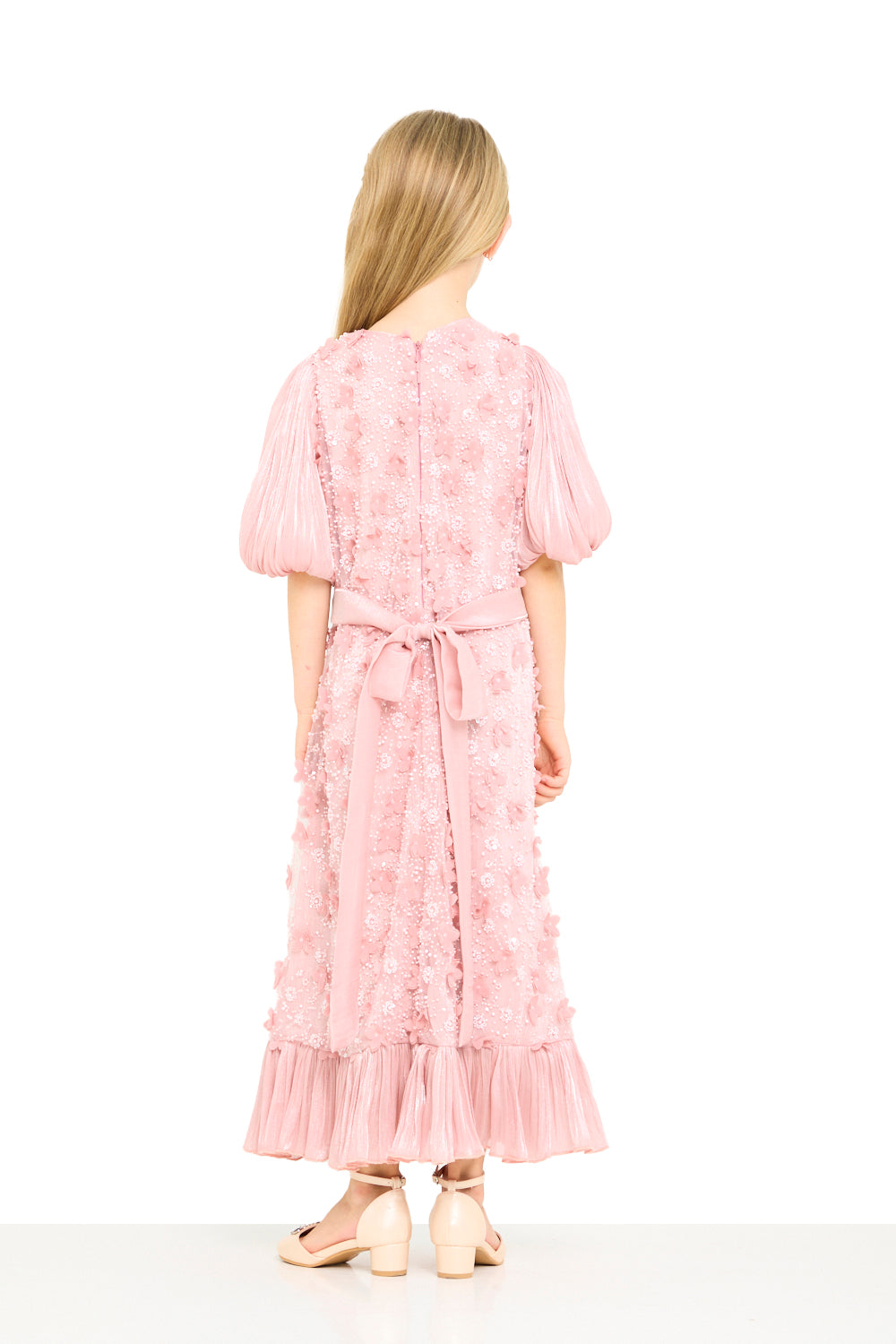 Floral Textured Puff Sleeve Dress