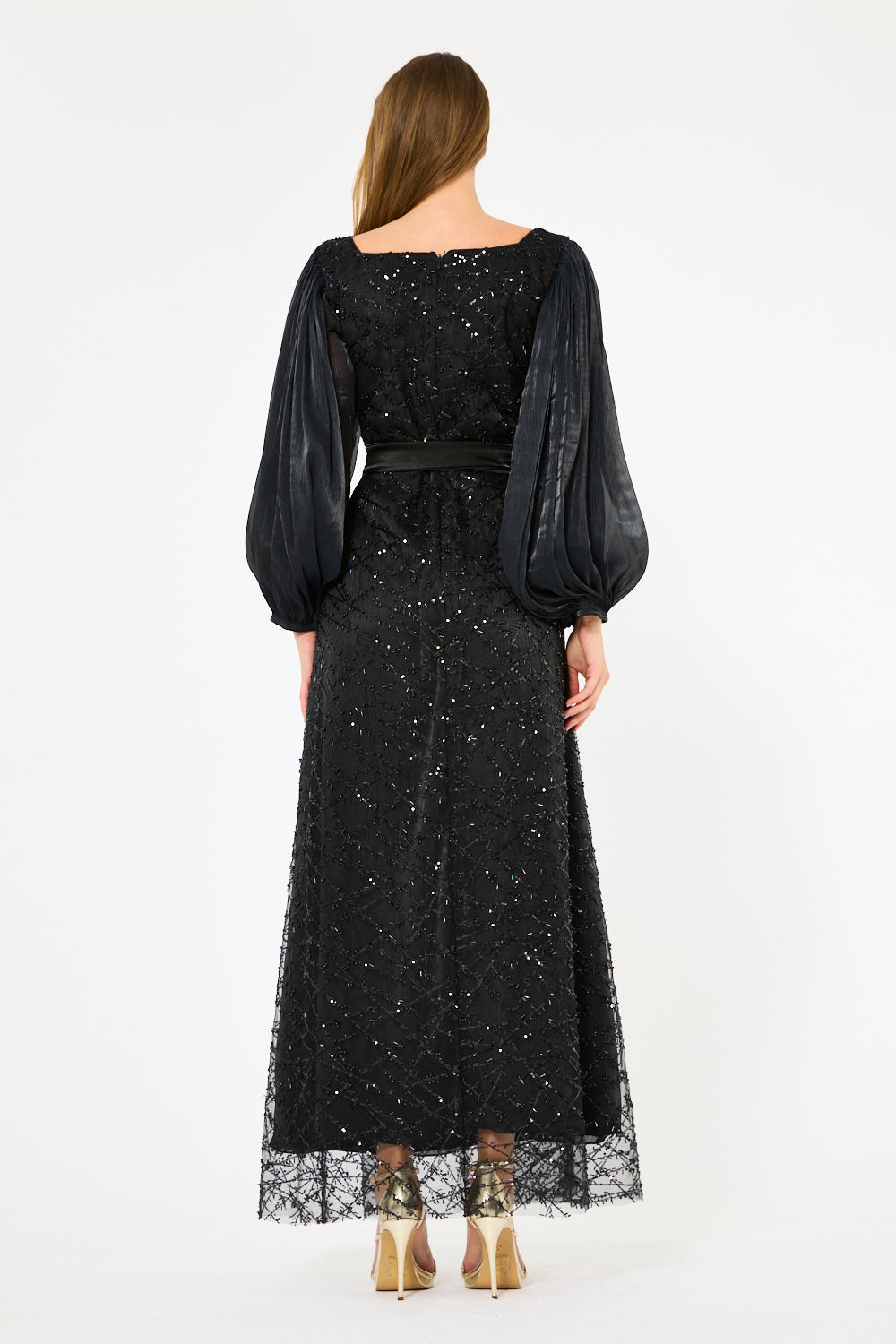 Sparkle Tulle Bishop Sleeve Dress