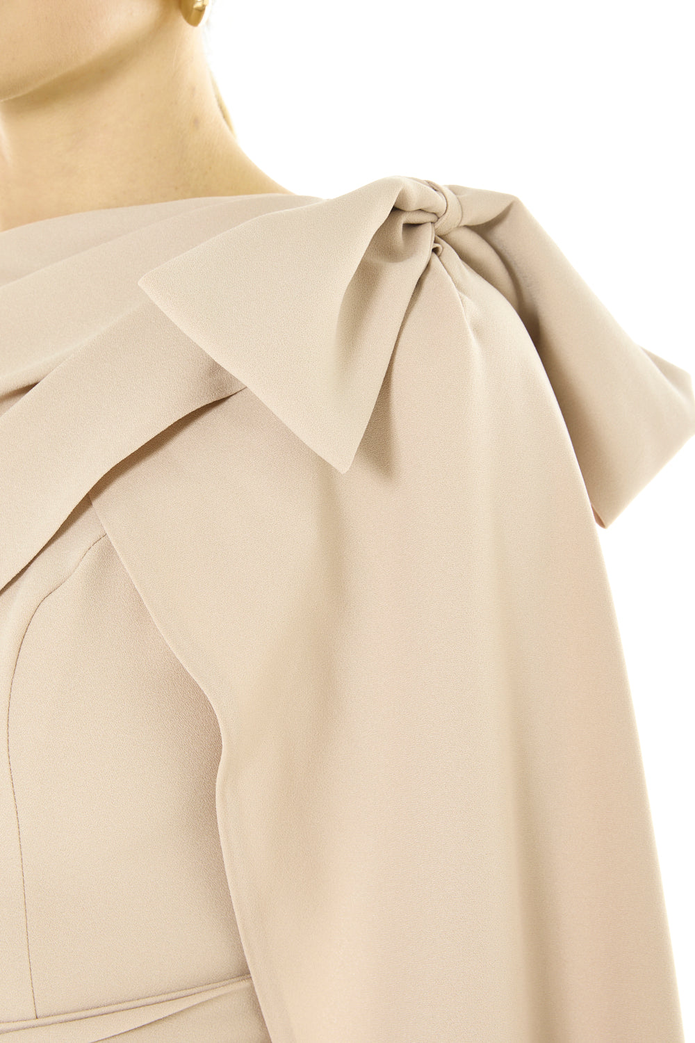 Sculpted Cape Overlay Evening Gown